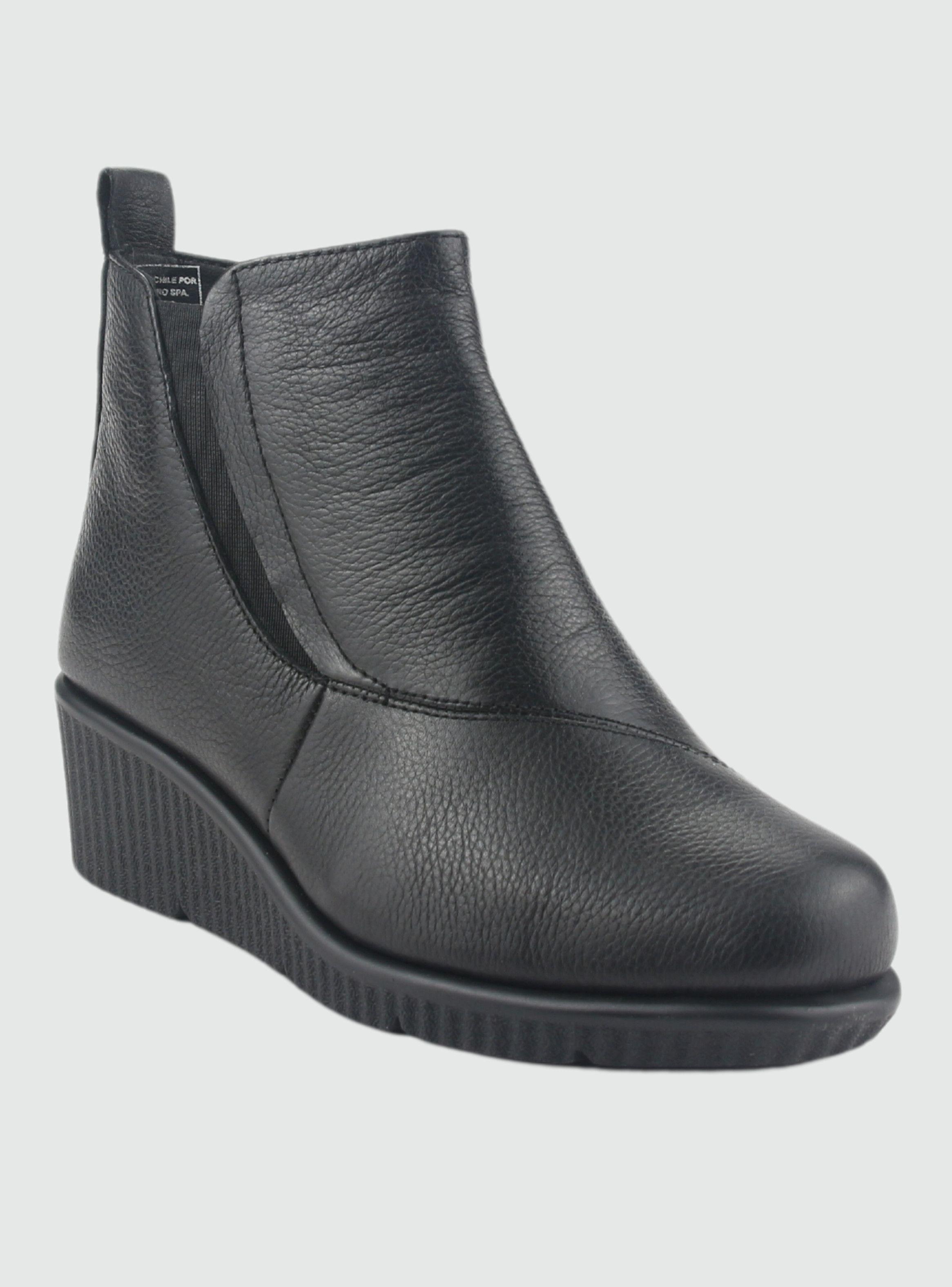 Botin de Cuero Mujer Casual Negro Mosqueta-2