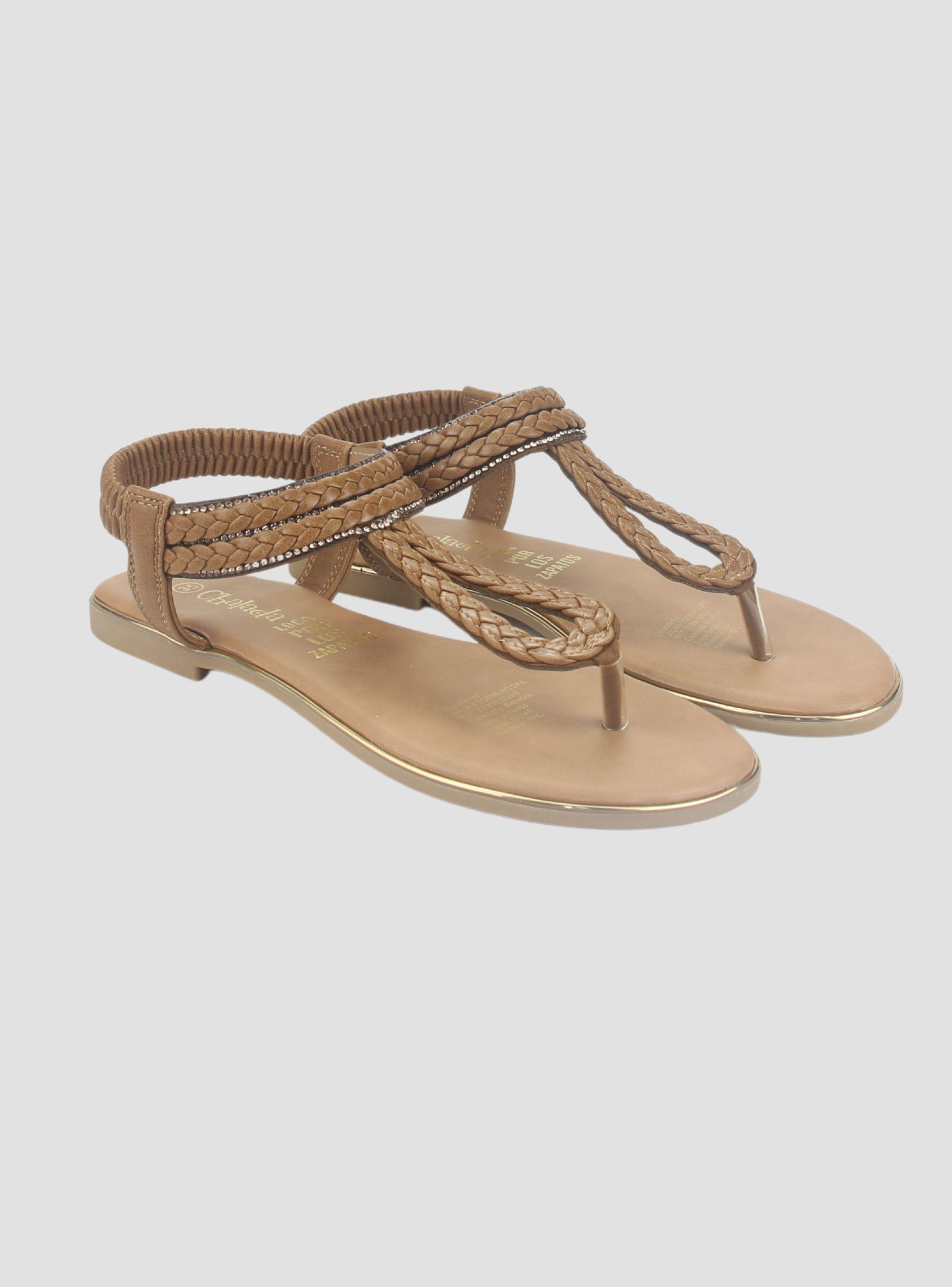 Sandalia Chalada Mujer Call-25 Camel Plana-4