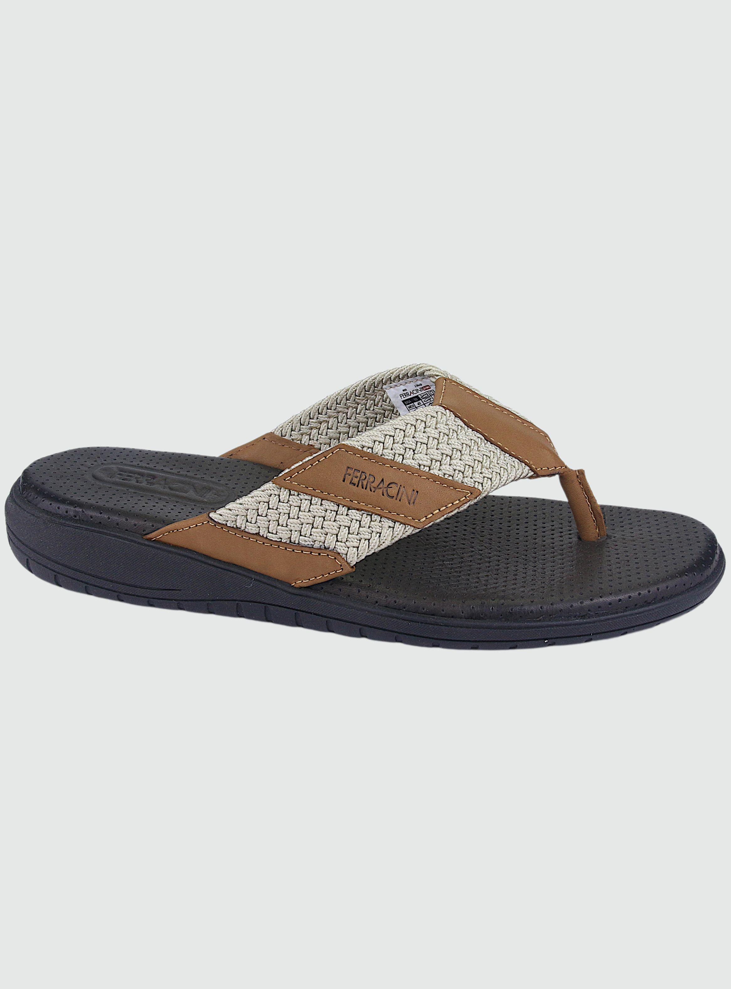 Sandalia Ferracini Hombre 1204 Conhaque Casual-0