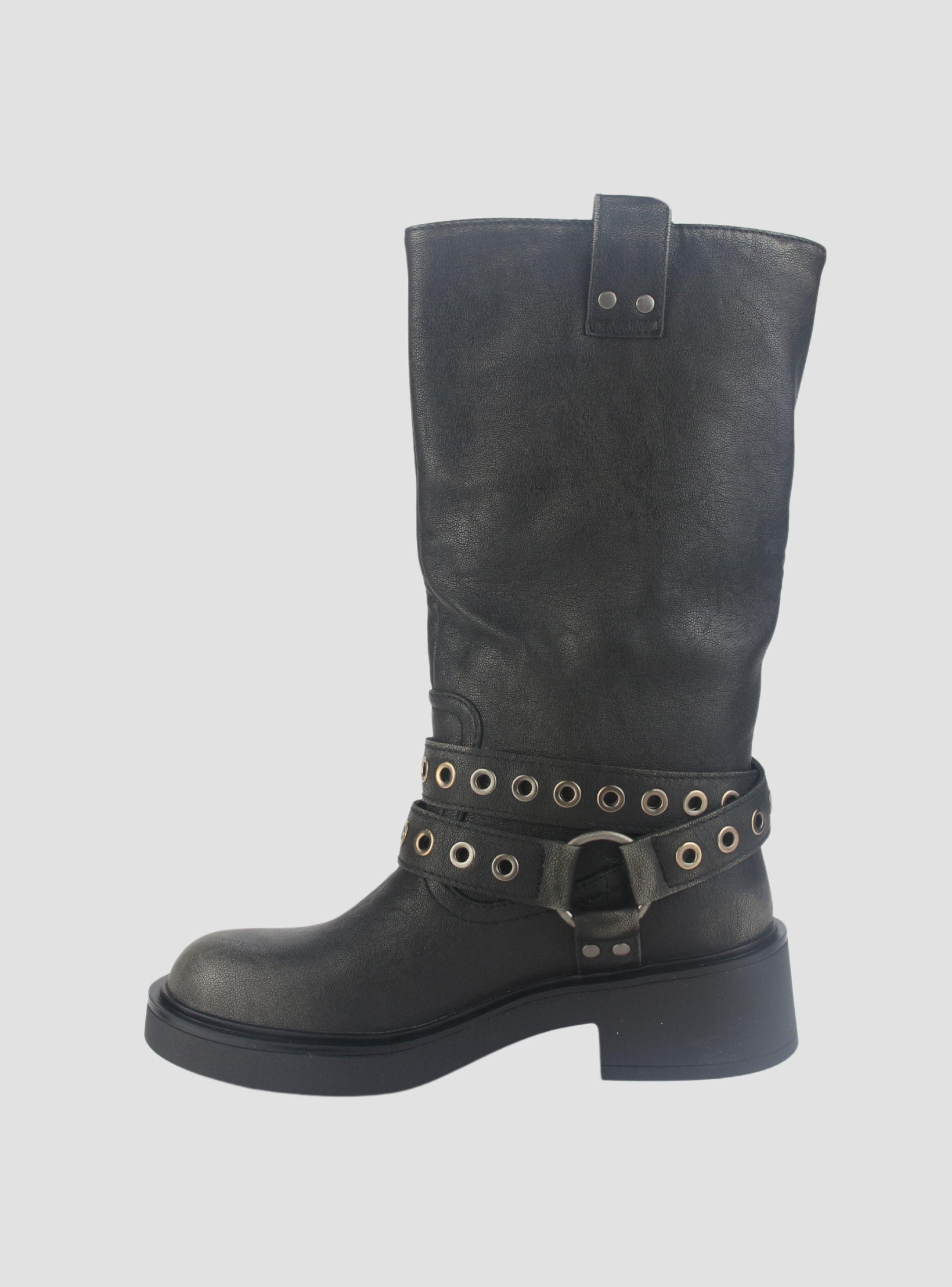 Botin Chalada Mujer Biker-6 Negro Casual-1