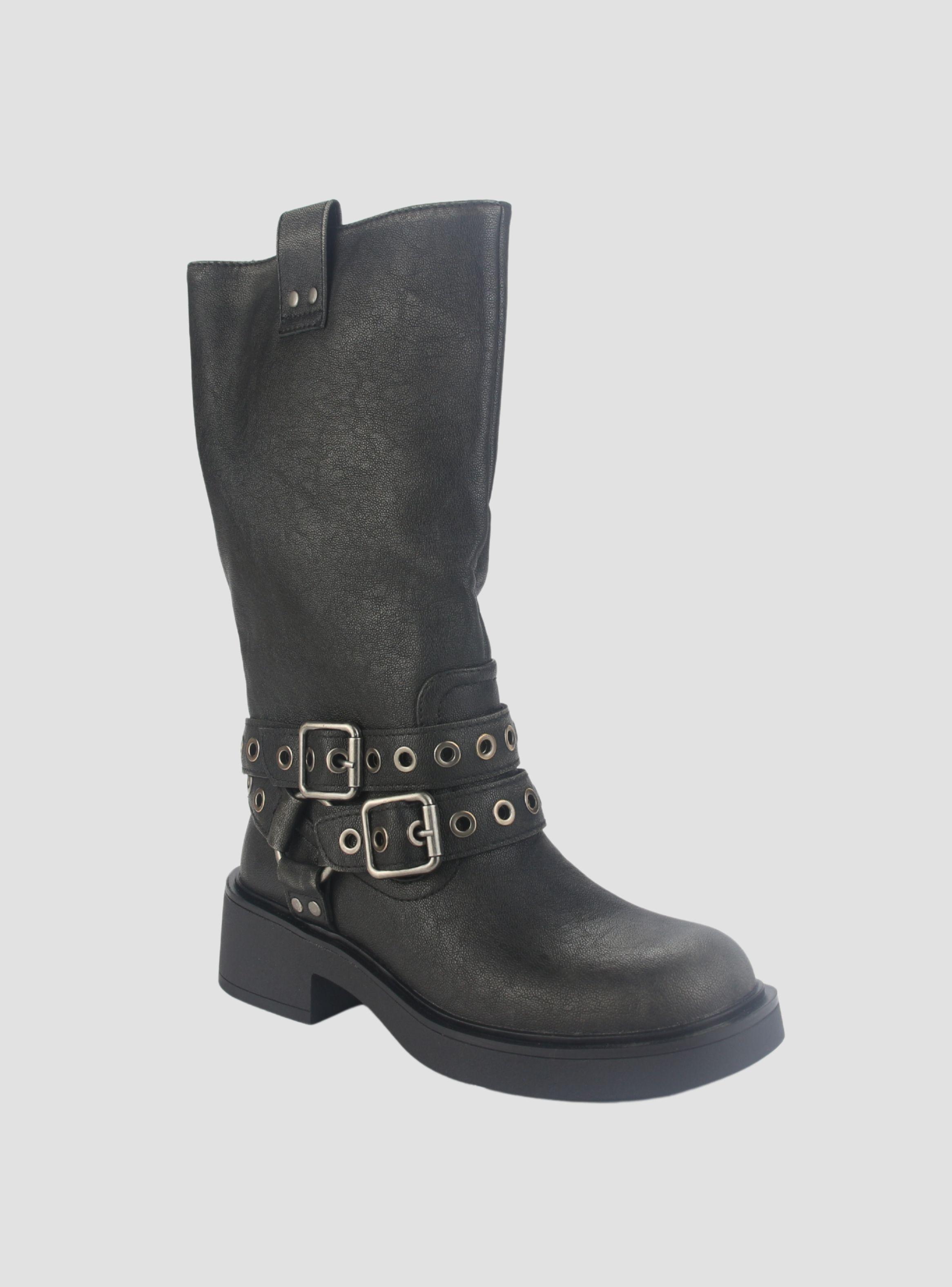 Botin Chalada Mujer Biker-6 Negro Casual-2