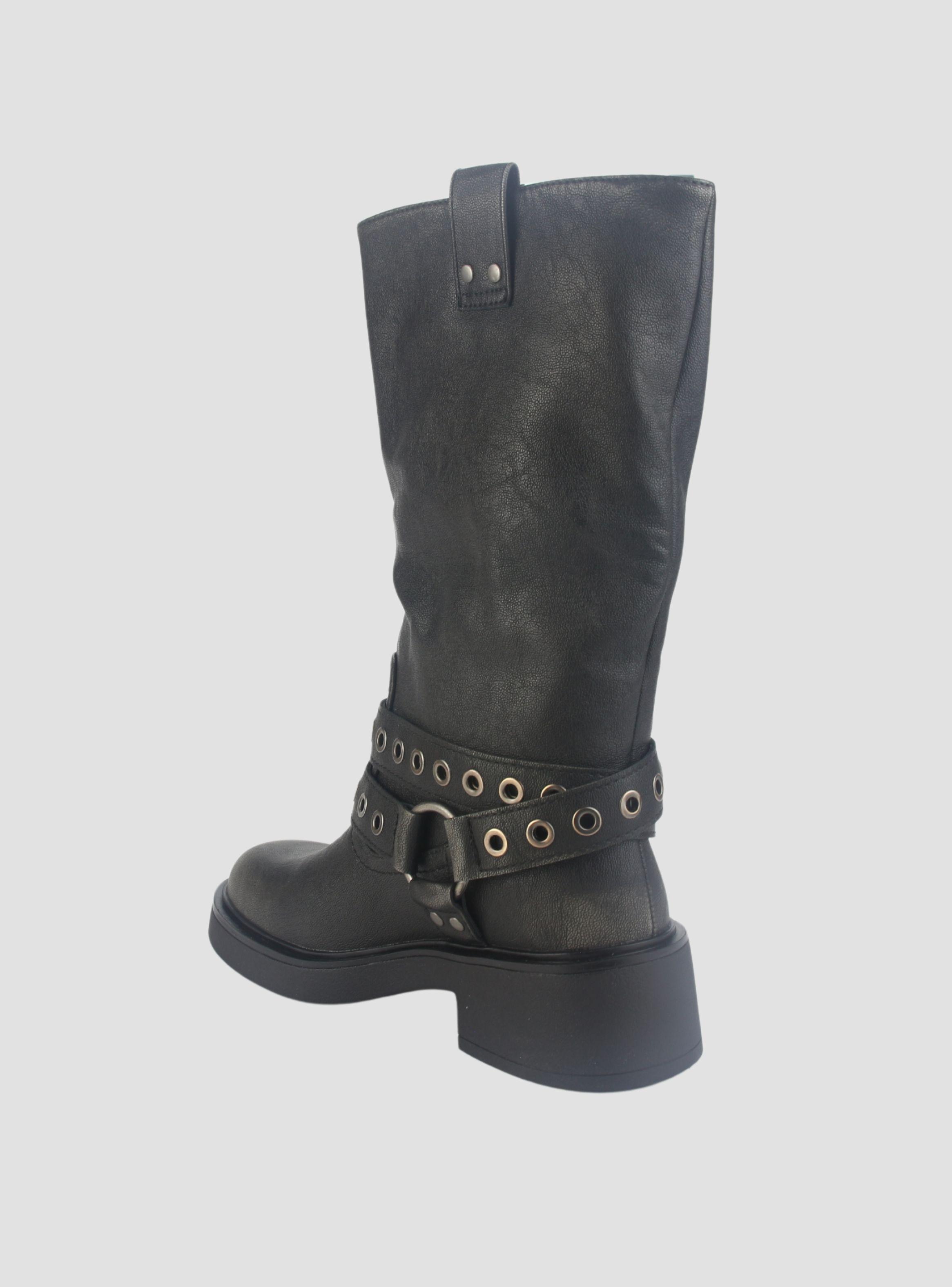 Botin Chalada Mujer Biker-6 Negro Casual-3