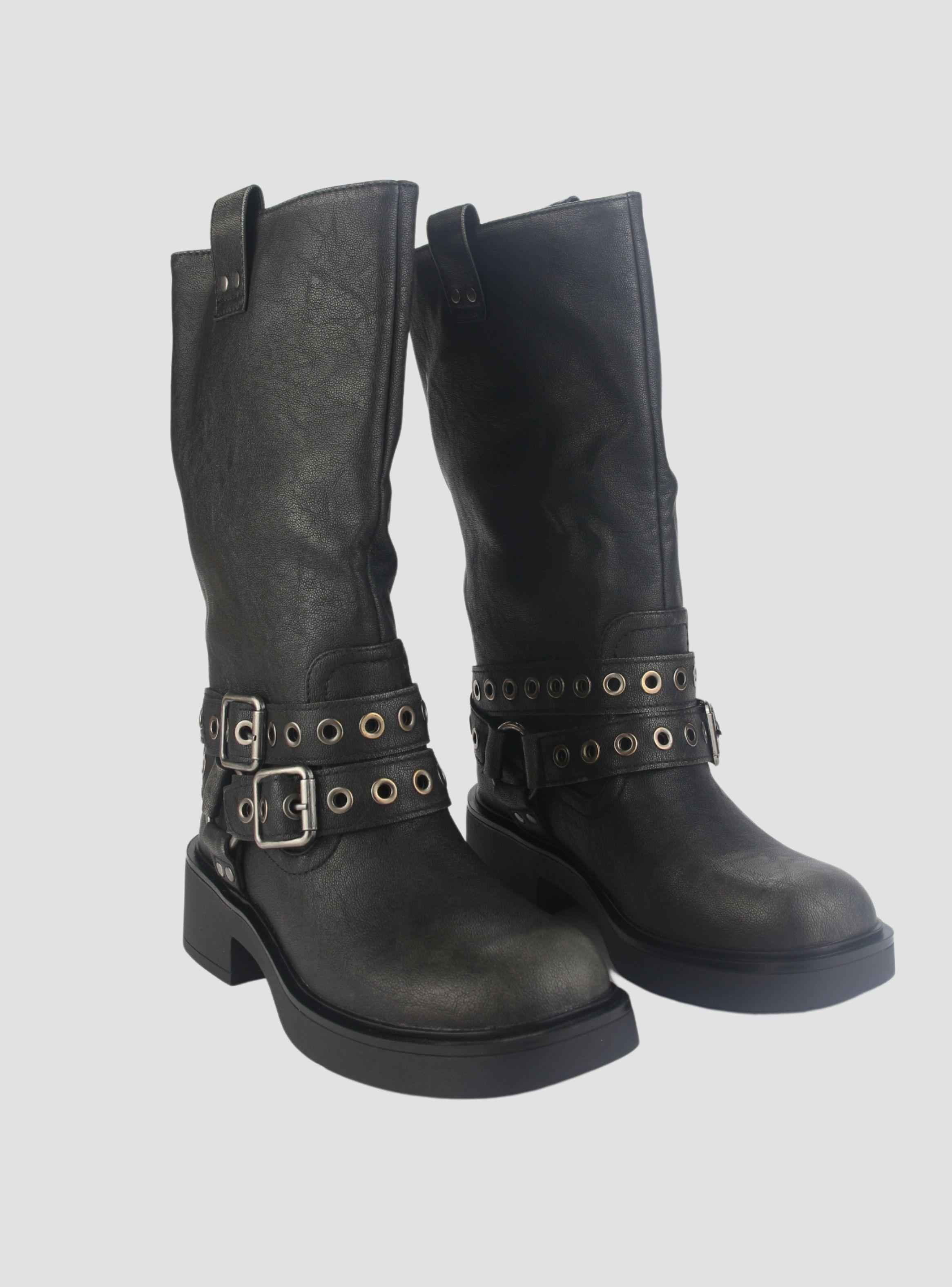 Botin Chalada Mujer Biker-6 Negro Casual-4