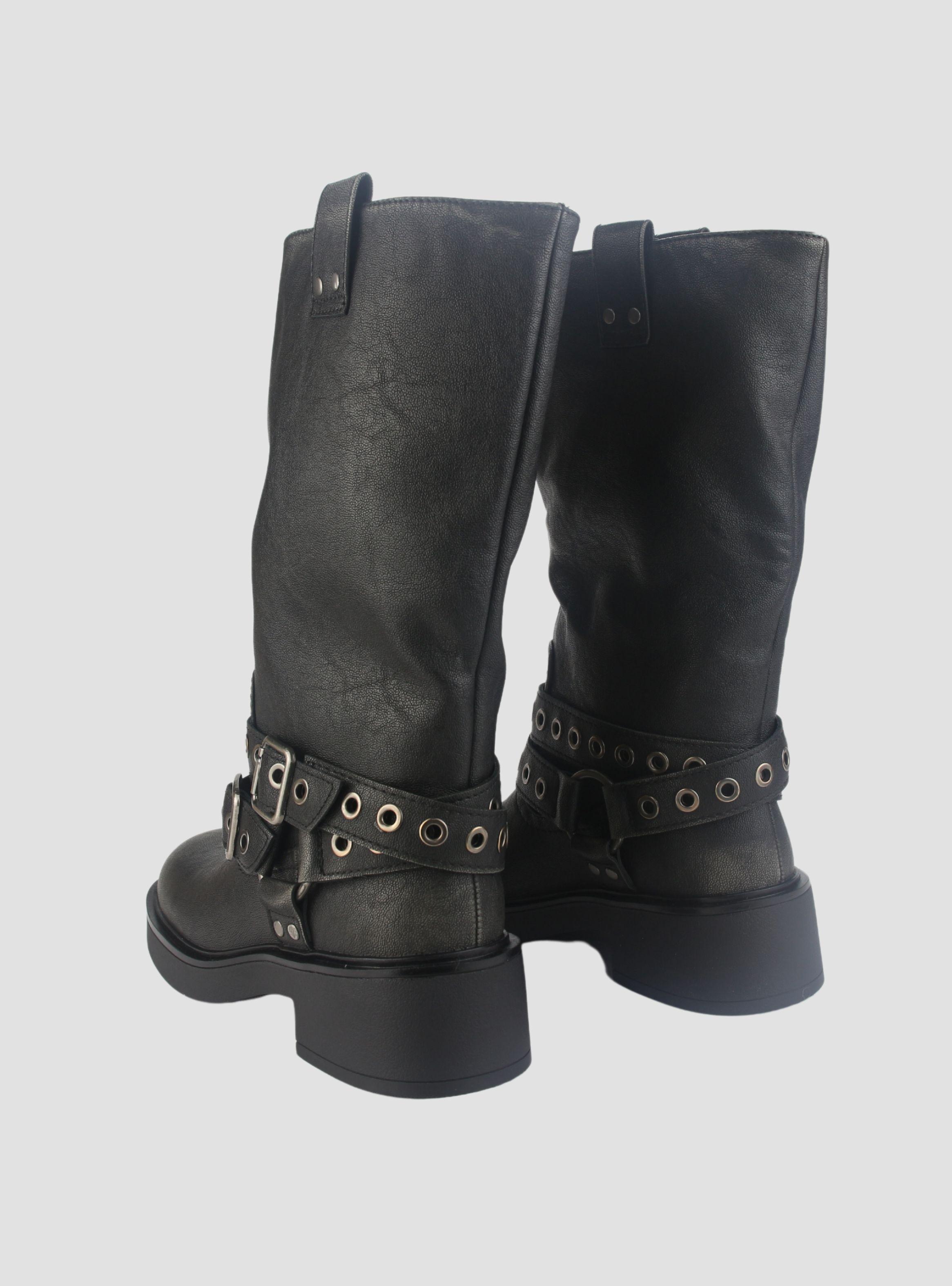 Botin Chalada Mujer Biker-6 Negro Casual-5