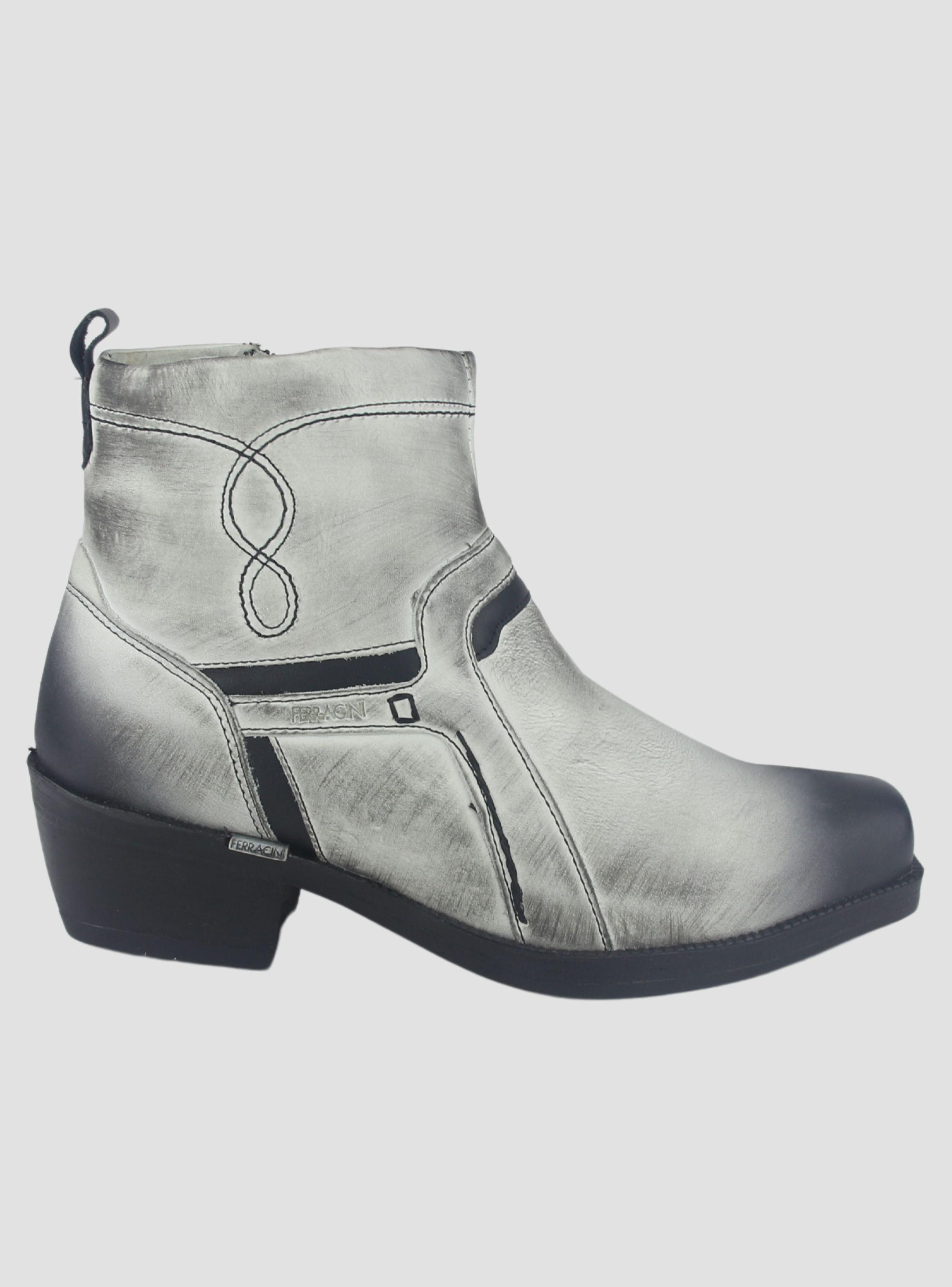 Botin Ferracini Hombre 8986 New Country Blanco/Negro Casual-0