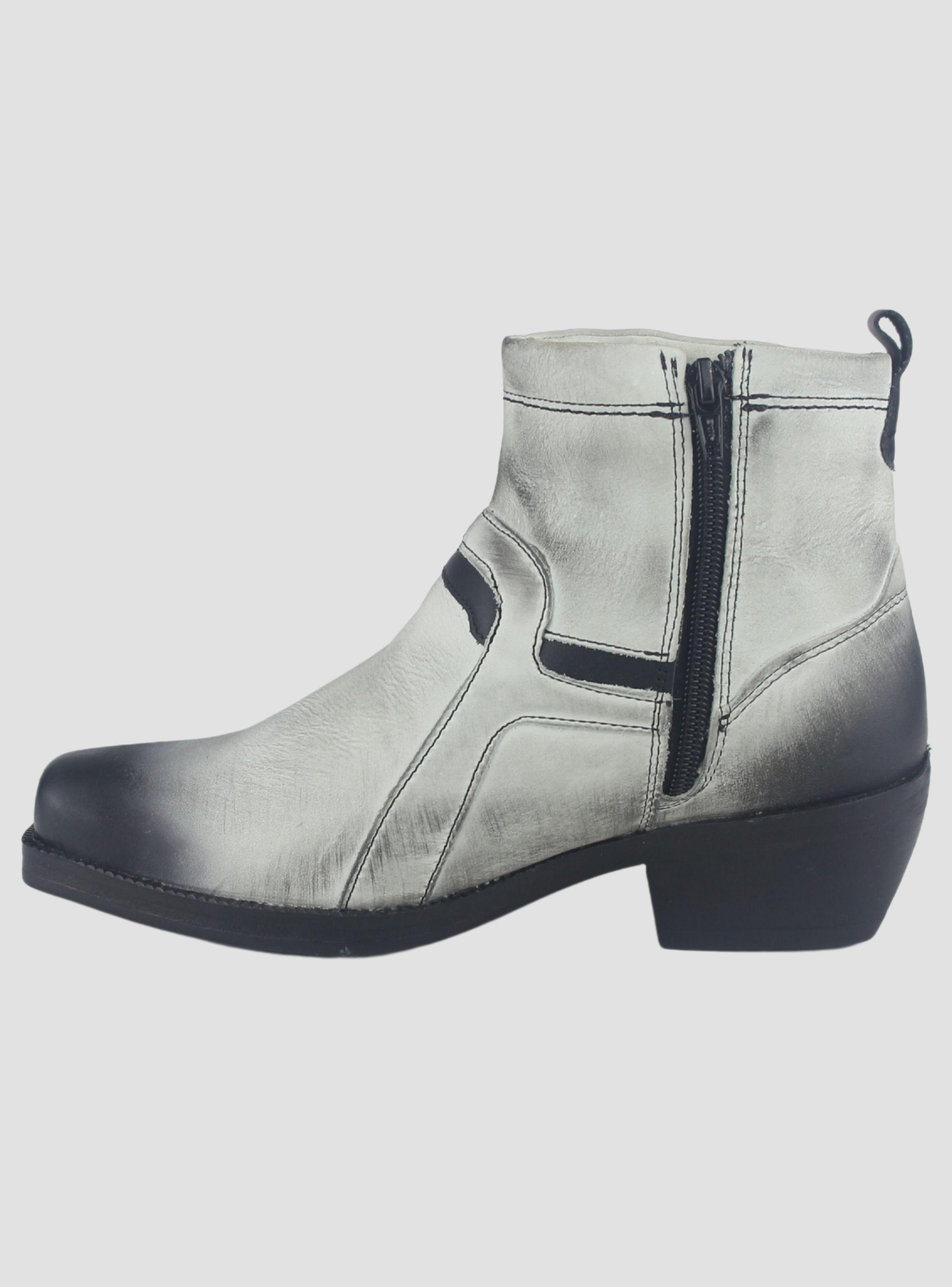 Botin Ferracini Hombre 8986 New Country Blanco/Negro Casual-1