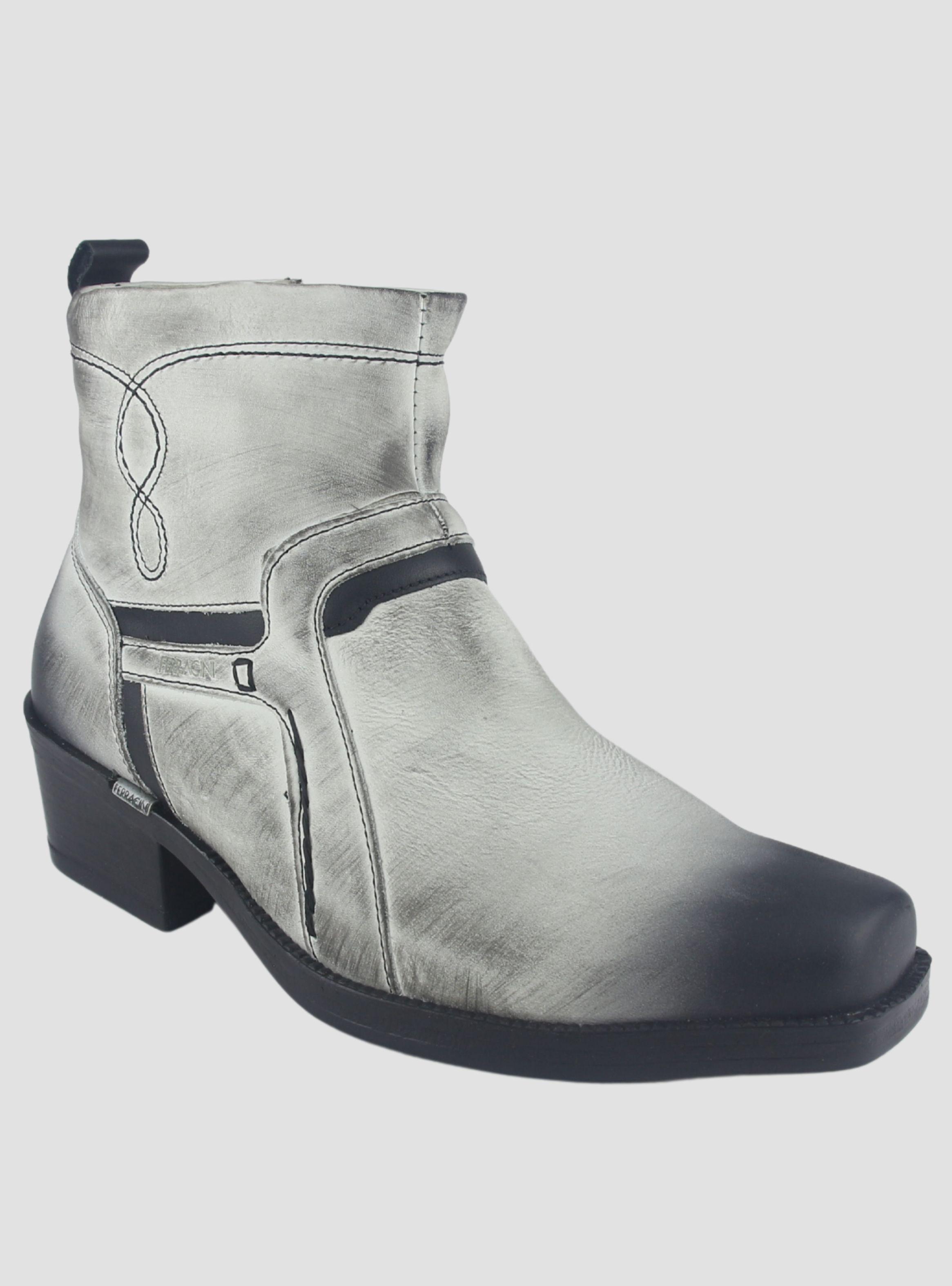 Botin Ferracini Hombre 8986 New Country Blanco/Negro Casual-2