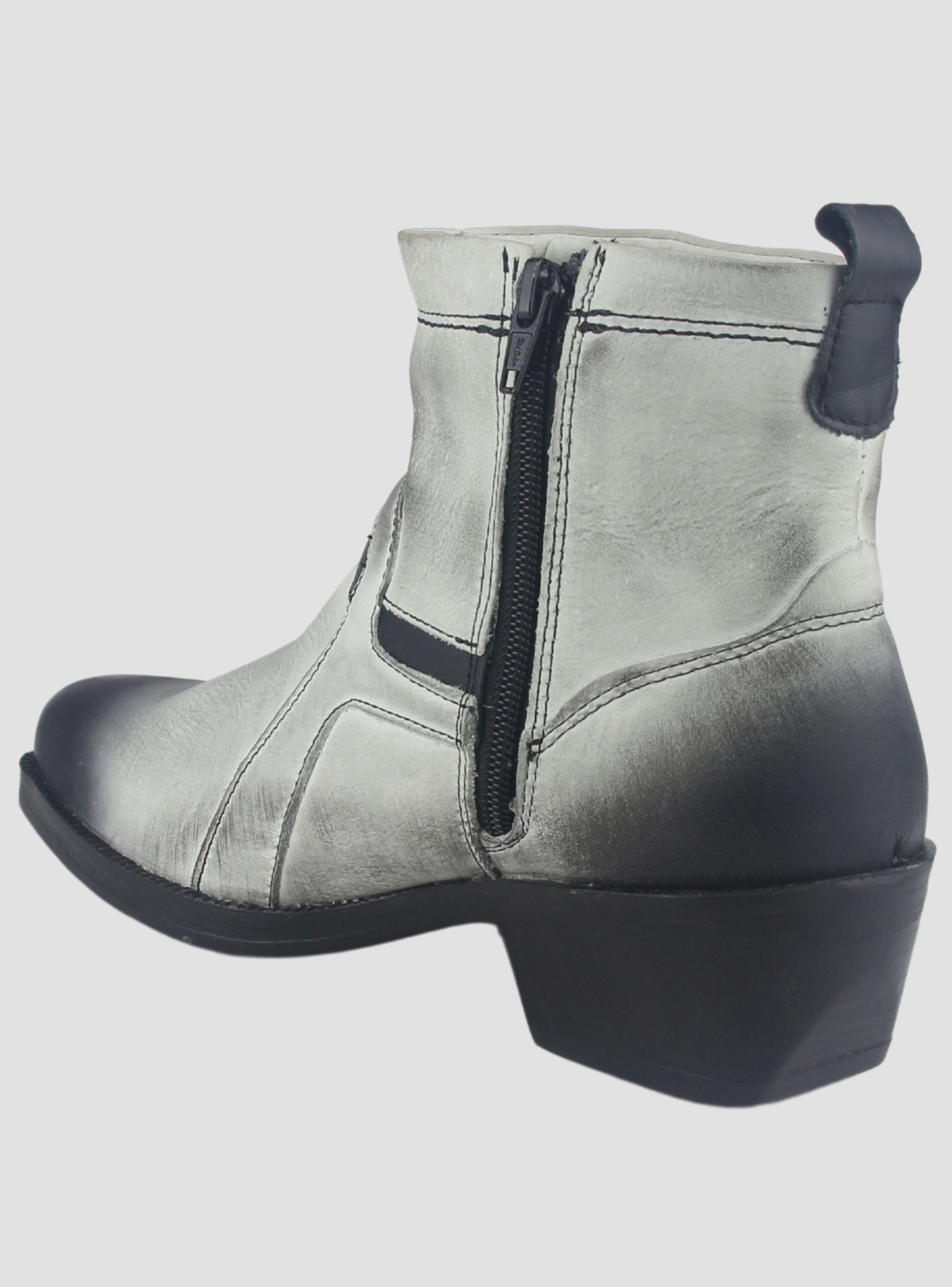 Botin Ferracini Hombre 8986 New Country Blanco/Negro Casual-3