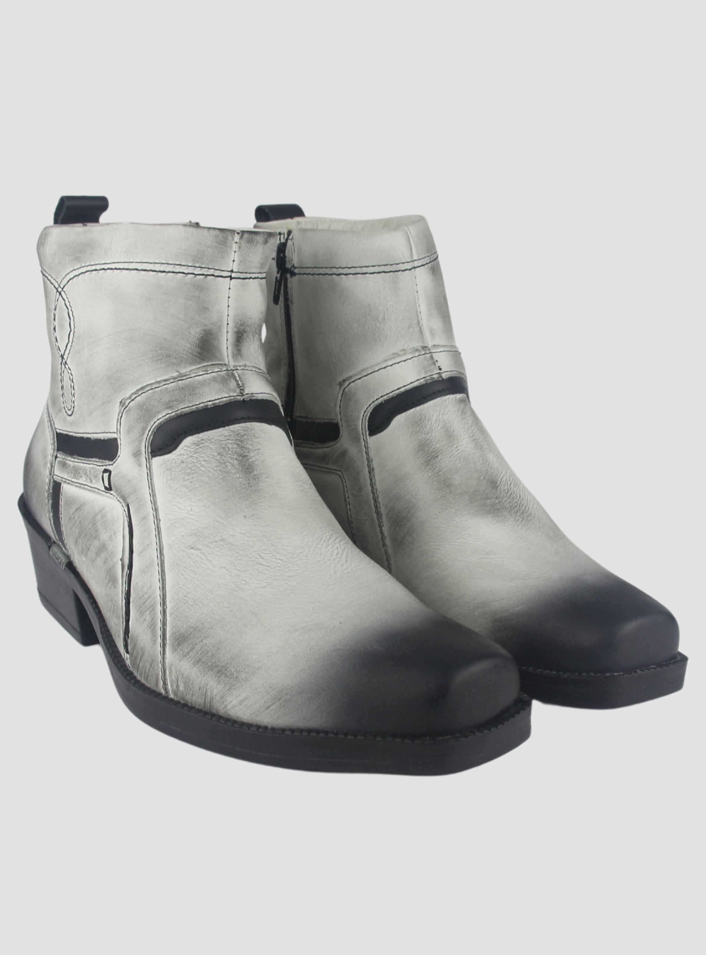 Botin Ferracini Hombre 8986 New Country Blanco/Negro Casual-4