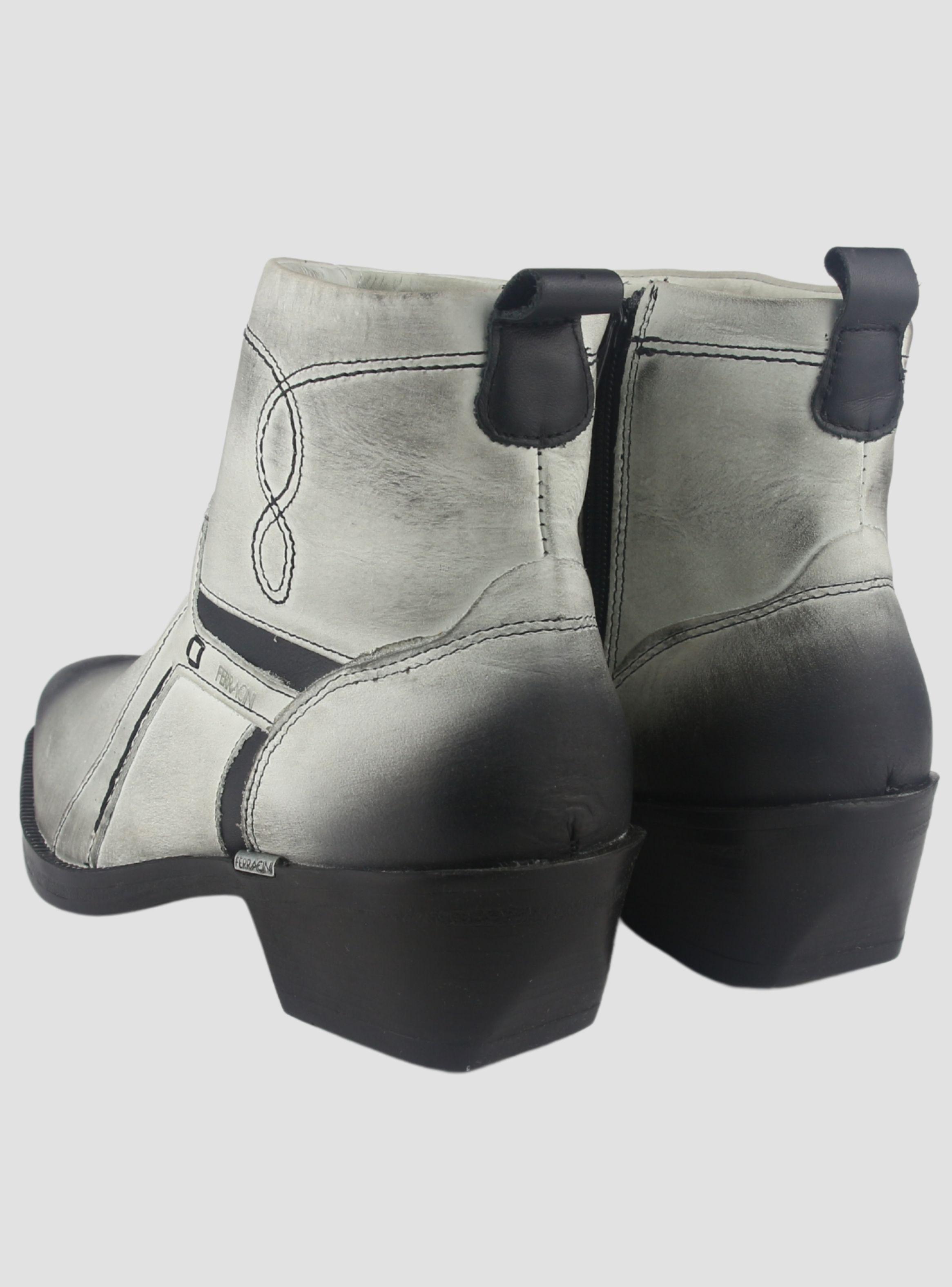 Botin Ferracini Hombre 8986 New Country Blanco/Negro Casual-5