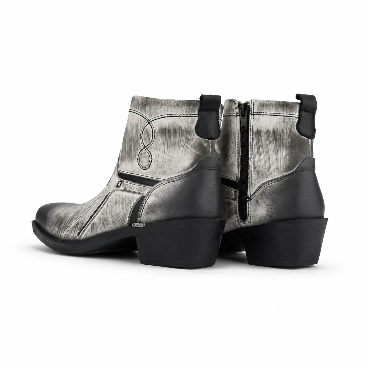 Botin Ferracini Hombre 8986 New Country Blanco/Negro Casual-5
