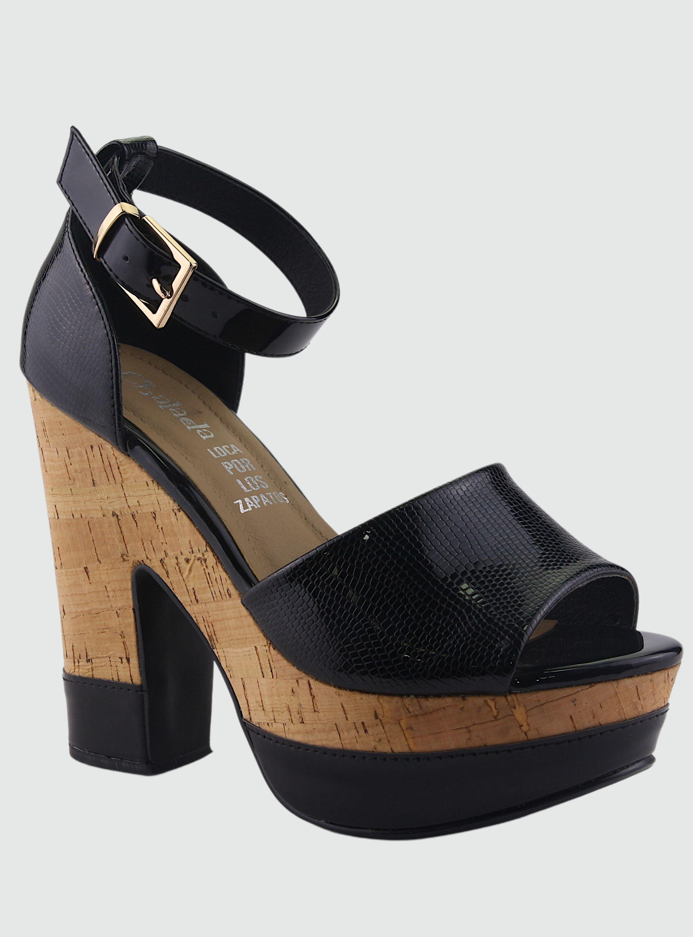 Sandalia Chalada Mujer Fatto-2 Negro Plataforma-0