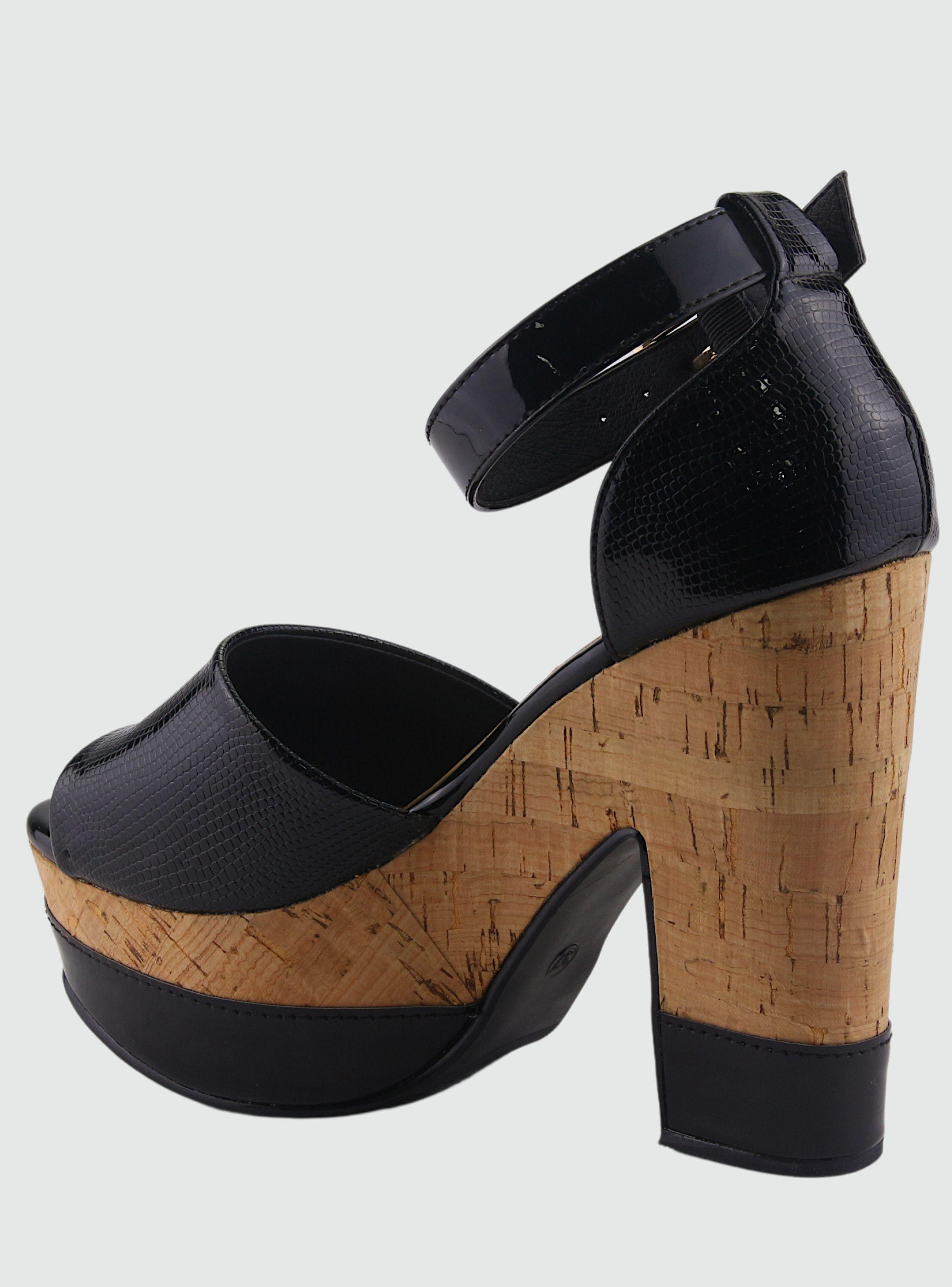 Sandalia Chalada Mujer Fatto-2 Negro Plataforma-1