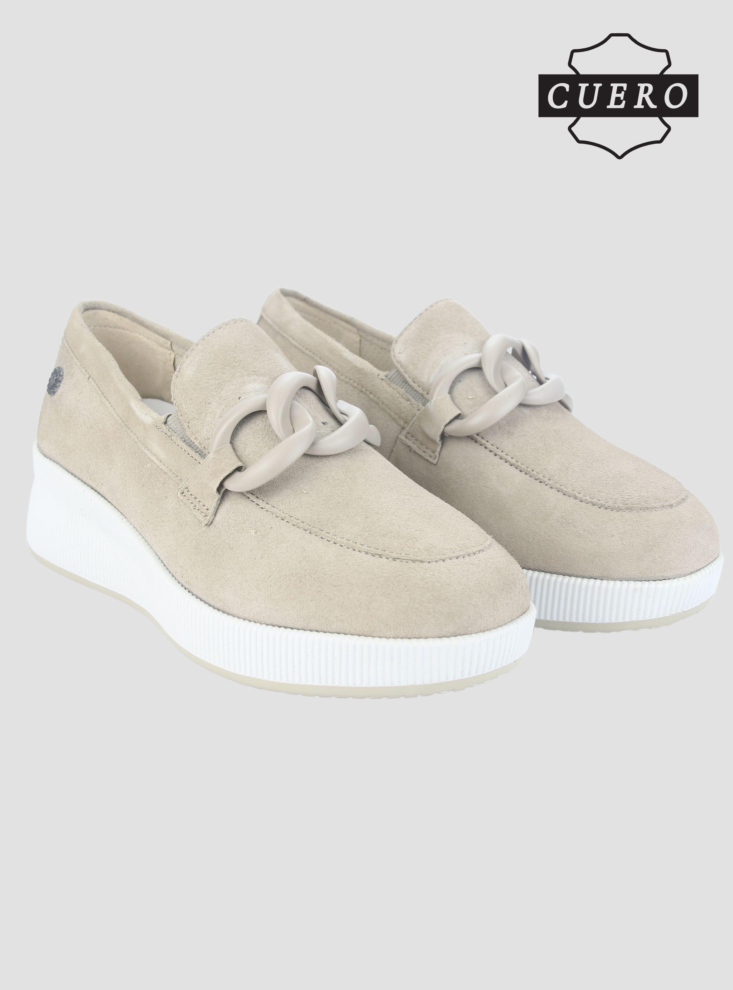 Mocasin de Cuero Chalada Mujer Ivana-1 Beige Casual-5