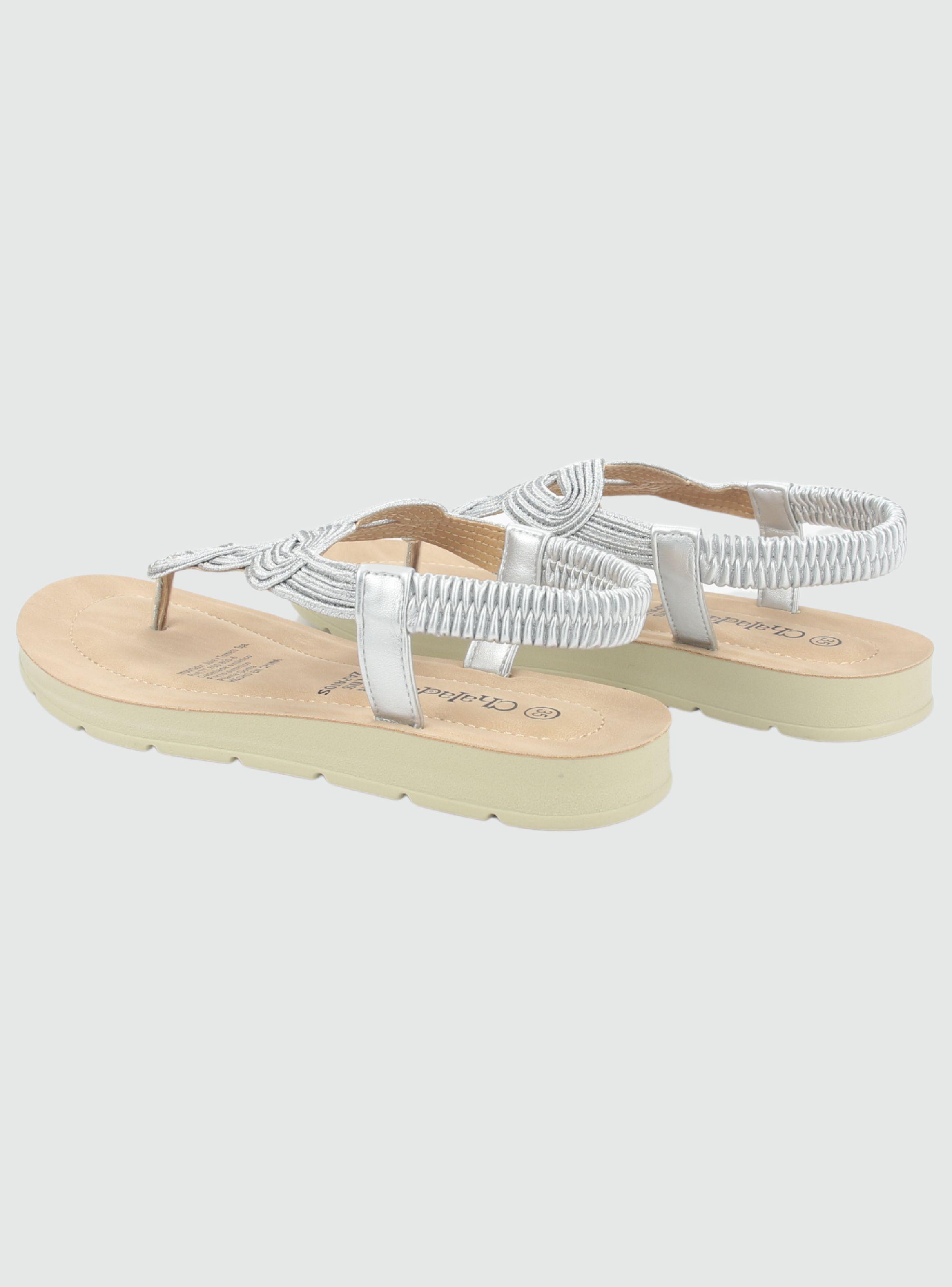 Sandalia Chalada Mujer Quina-1 Plateado Plano-5