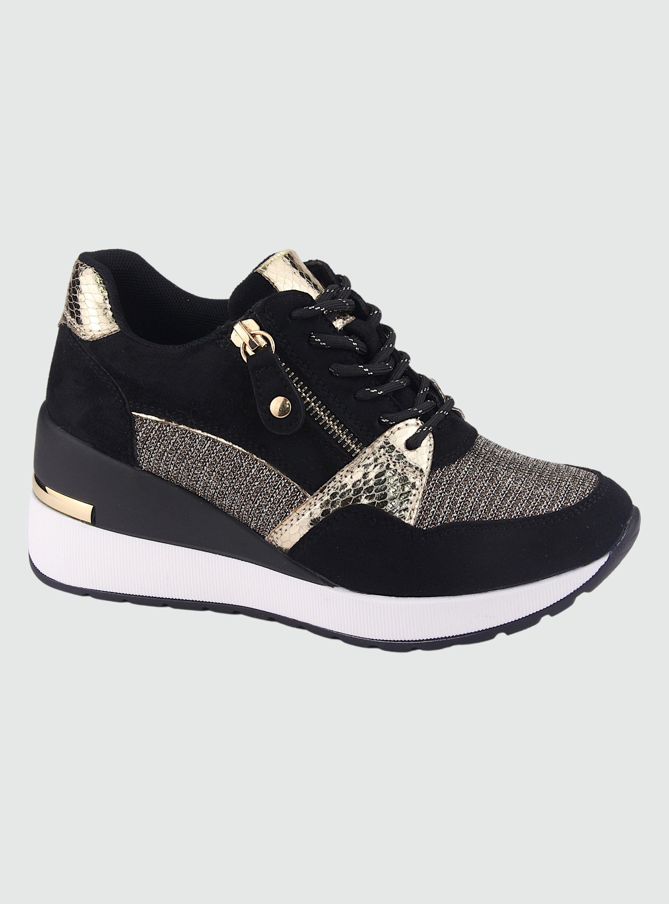 Zapatilla Chalada Mujer Bolden-5 Negro Oro Urbano-0