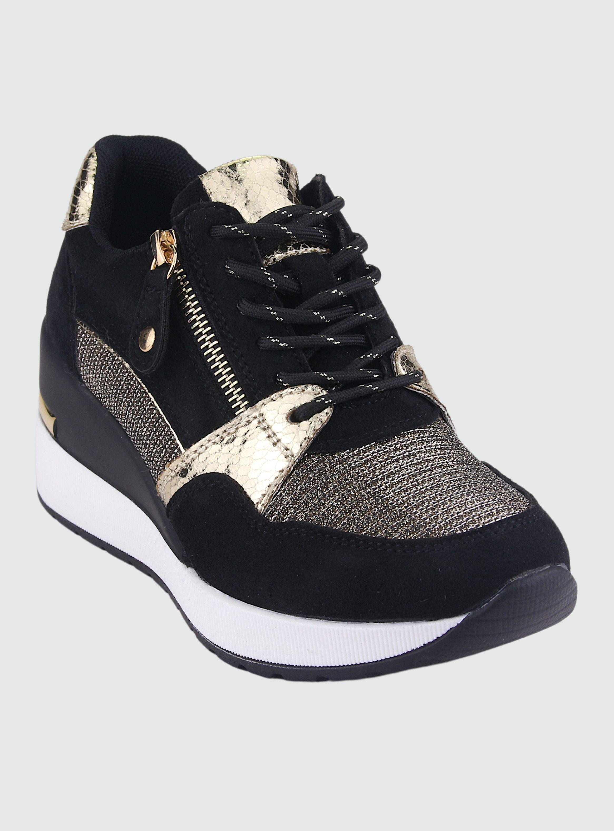 Zapatilla Chalada Mujer Bolden-5 Negro Oro Urbano-2