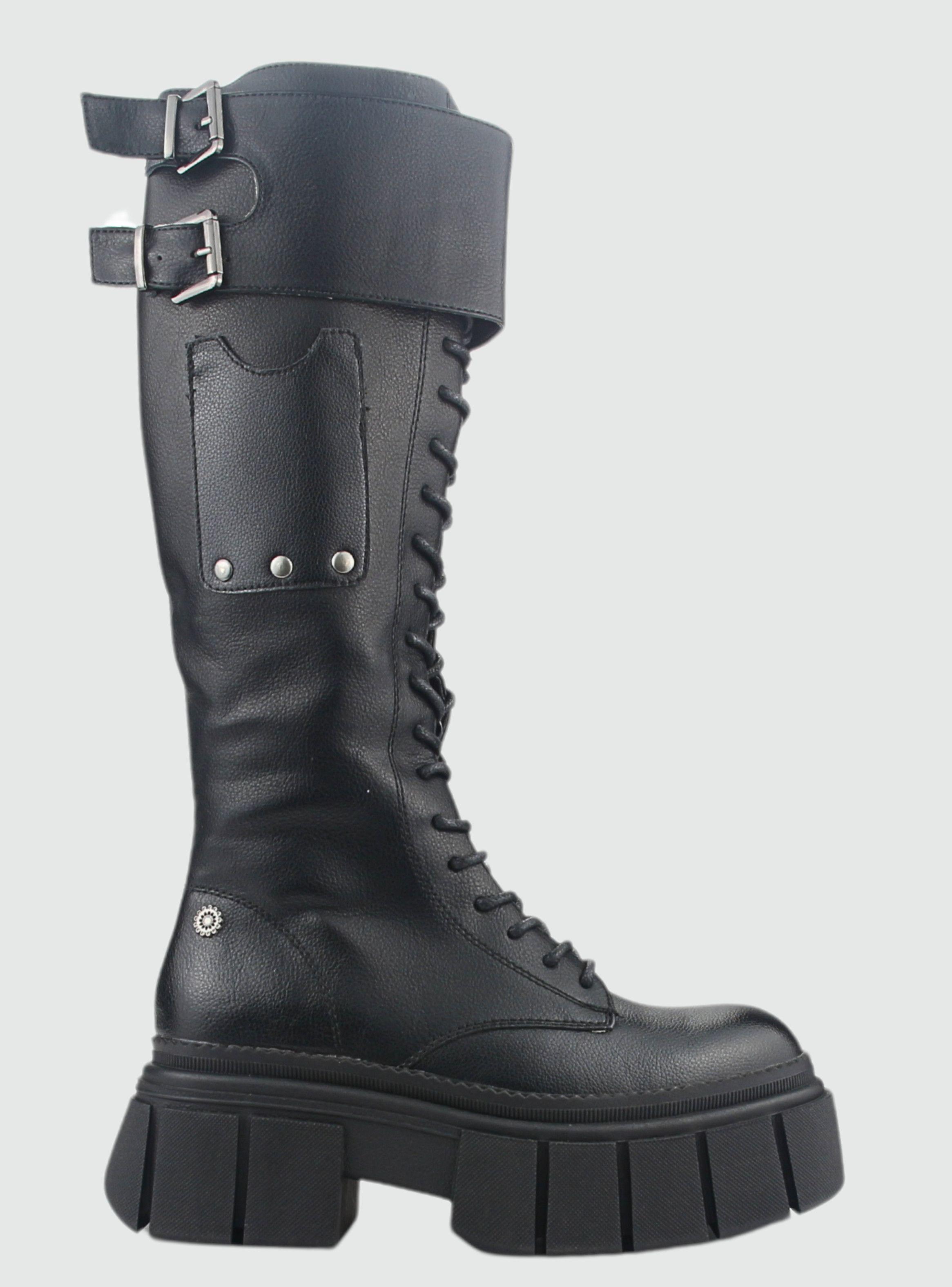 Bota Chalada Mujer Bresh-4 Negro Plataforma-0