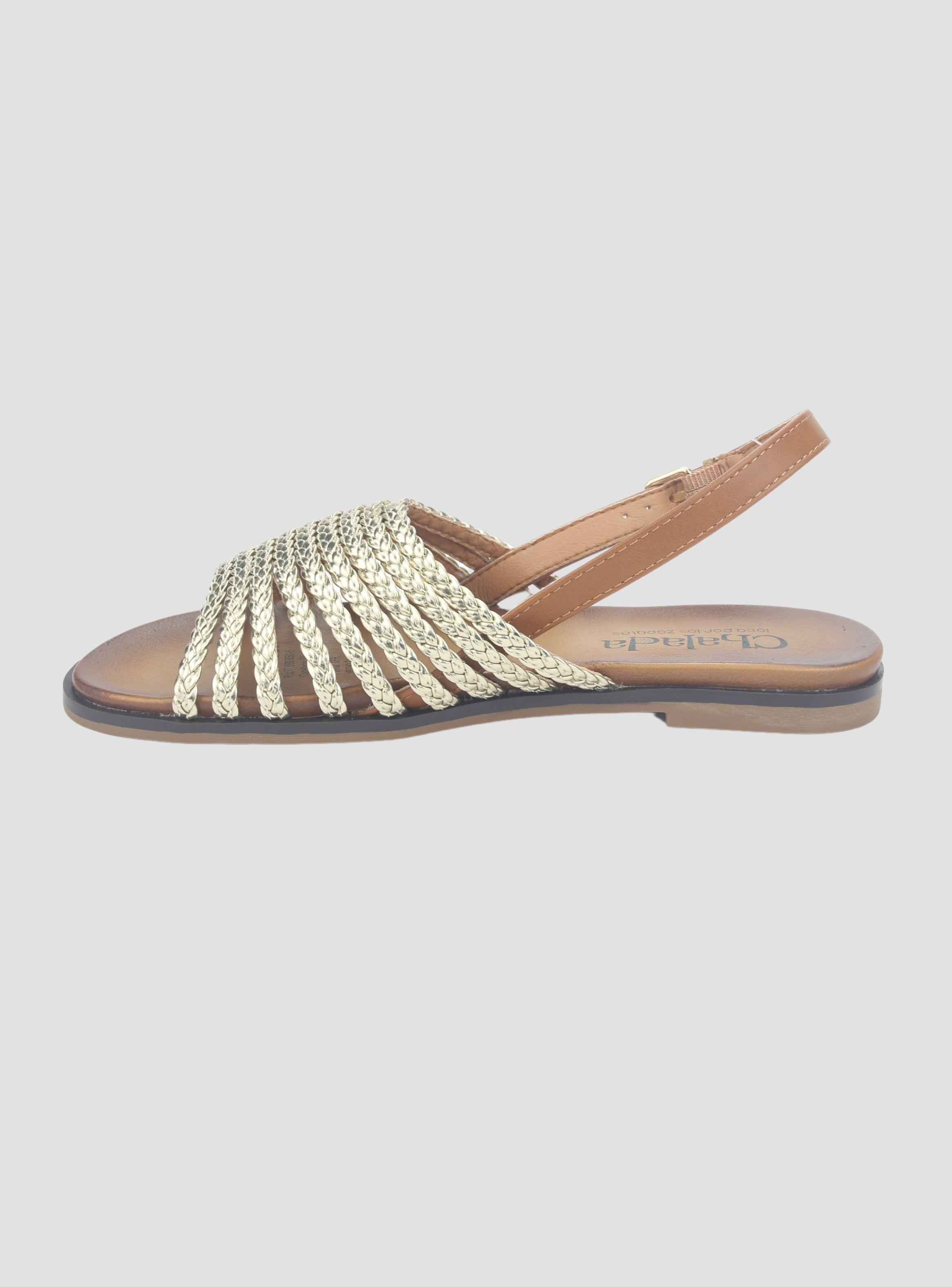 Sandalia Chalada Mujer Greca-61 Dorado Plana-1