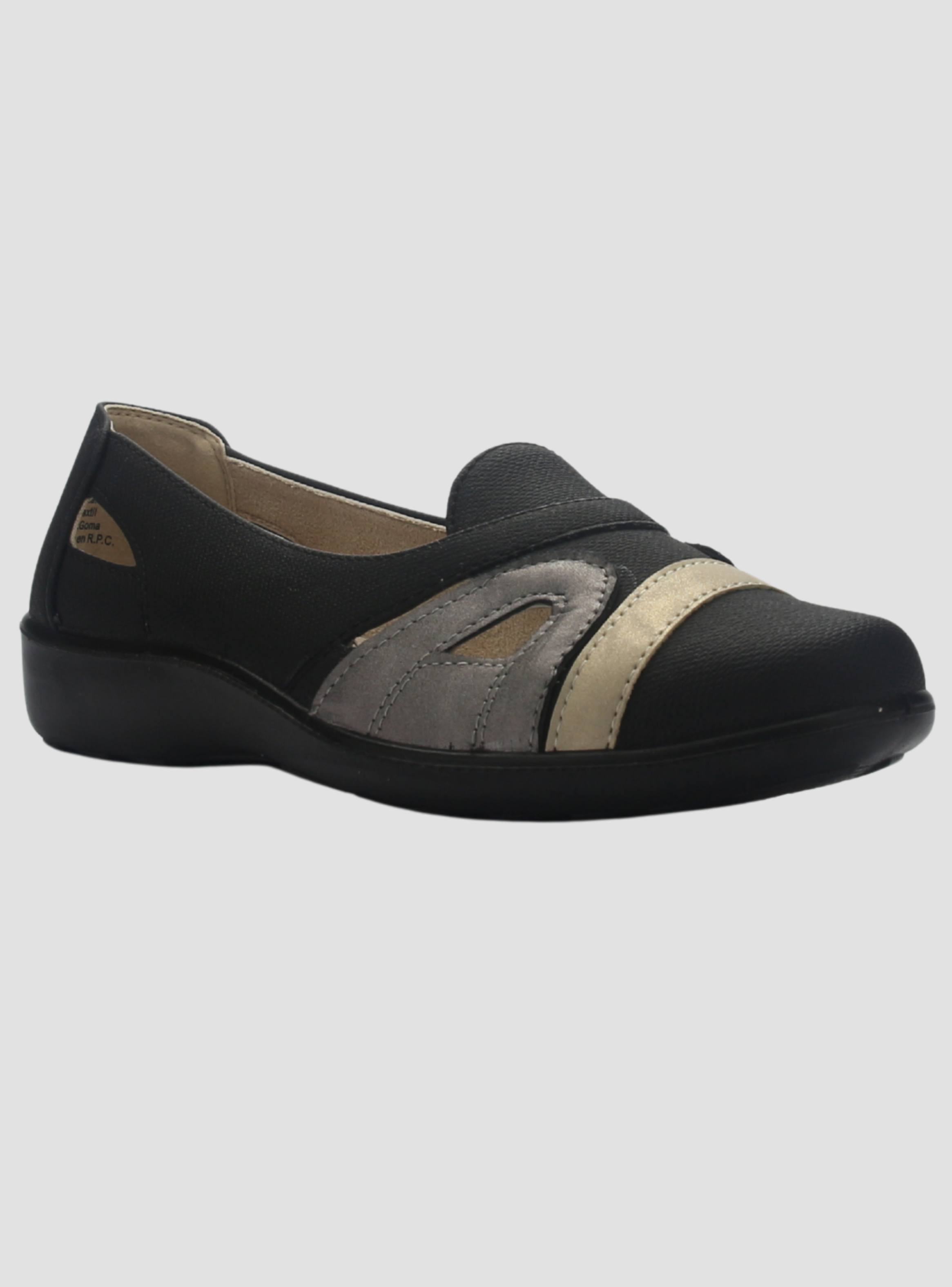 Zapato de Mujer de color Negro/Dorado Casual Chalada Deco-12-2