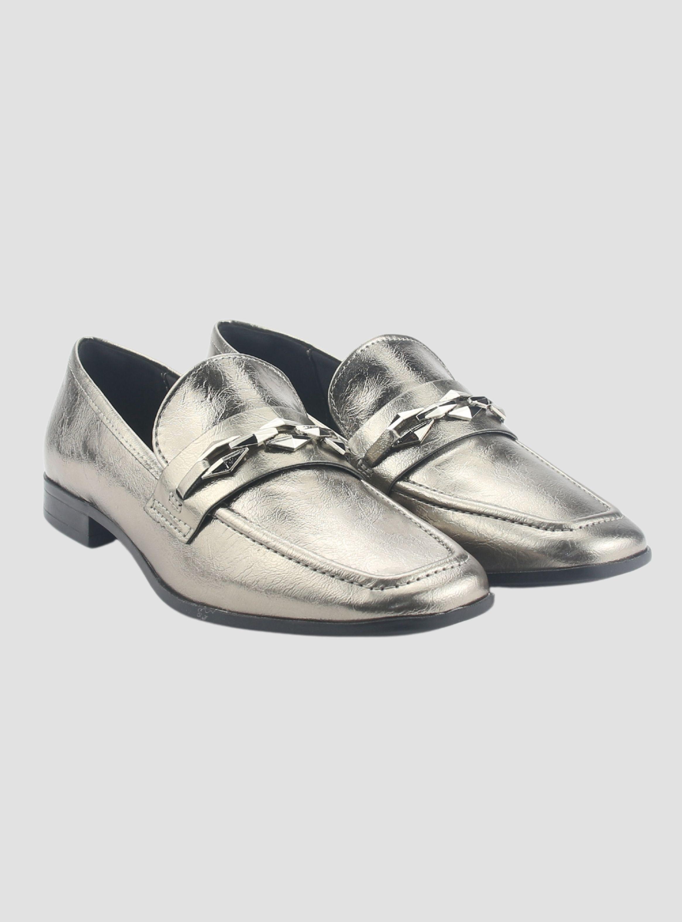 Mocasin Via Marte Mujer 075-007-01 Plateado Casual-4