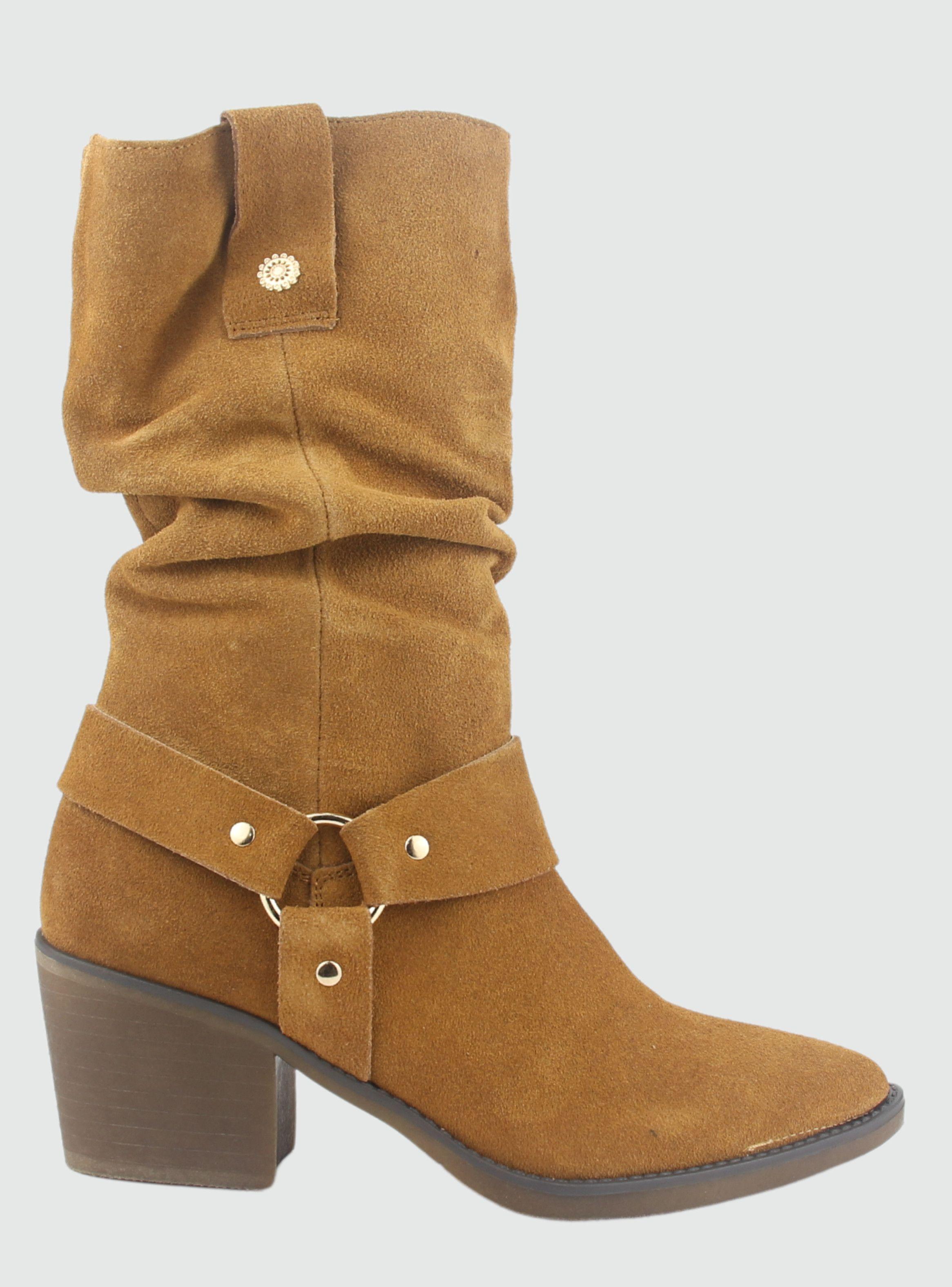 Bota de Cuero Mujer Casual Café Reno-0