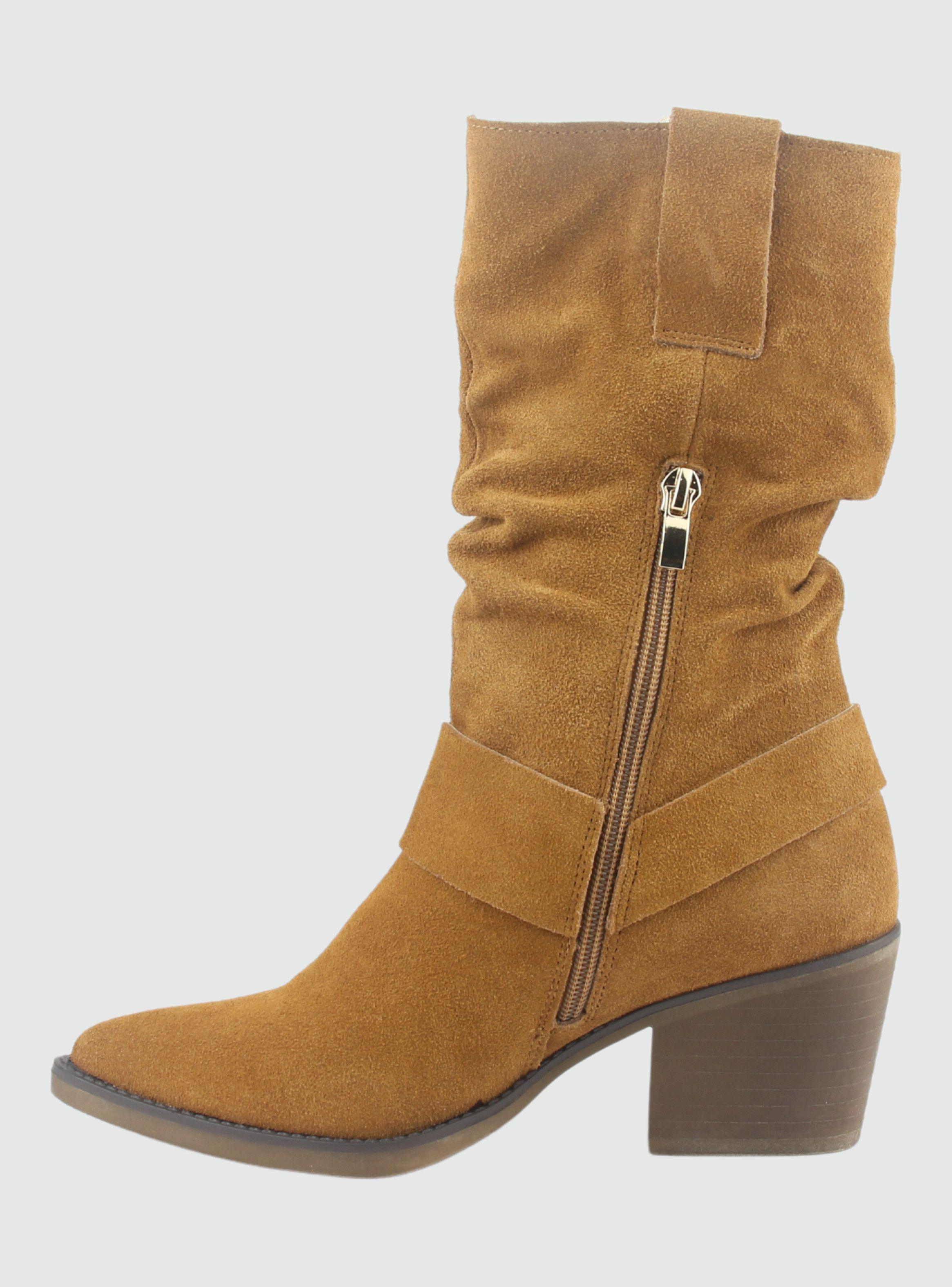 Bota de Cuero Mujer Casual Café Reno-1