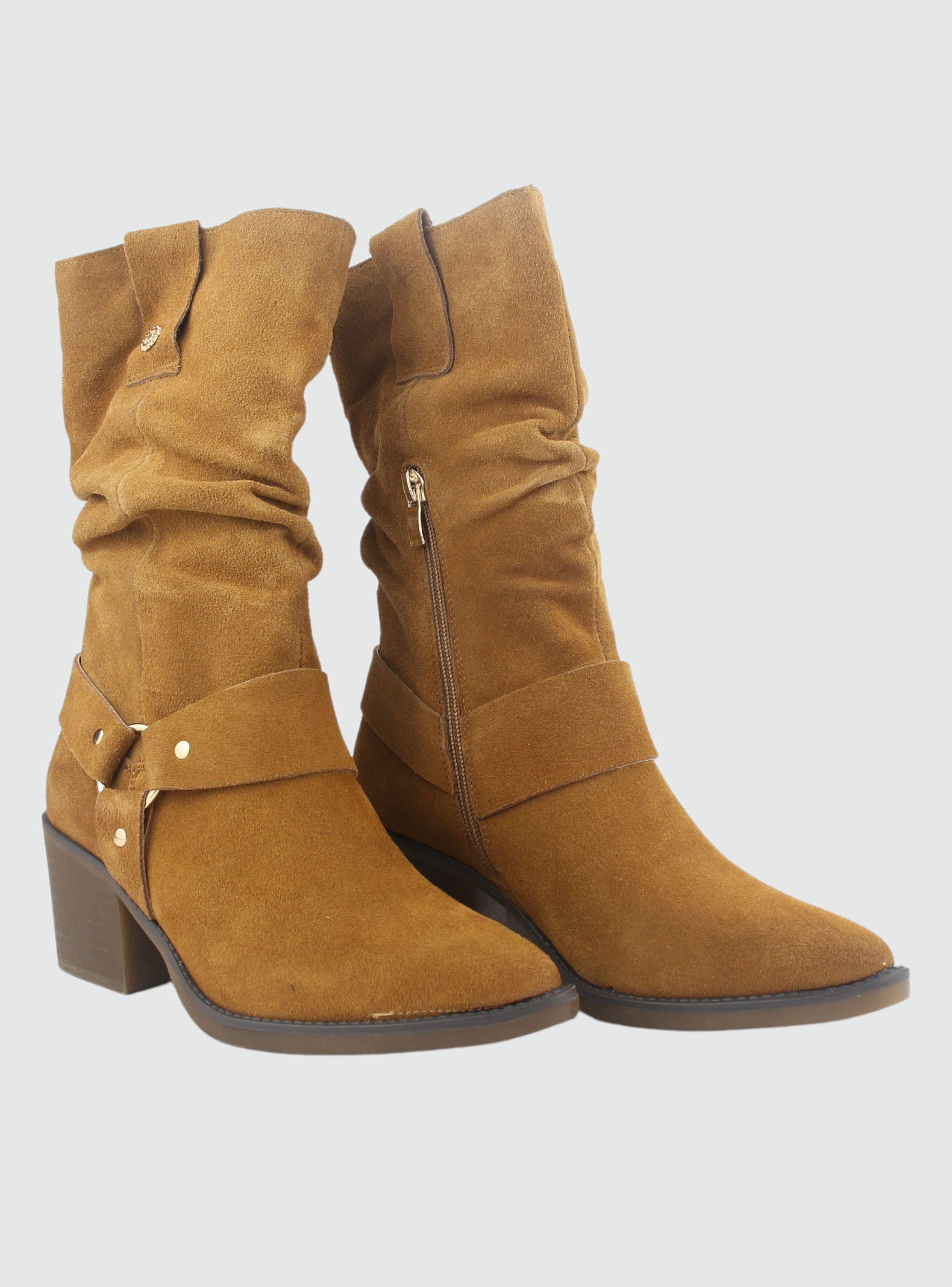 Bota de Cuero Mujer Casual Café Reno-4