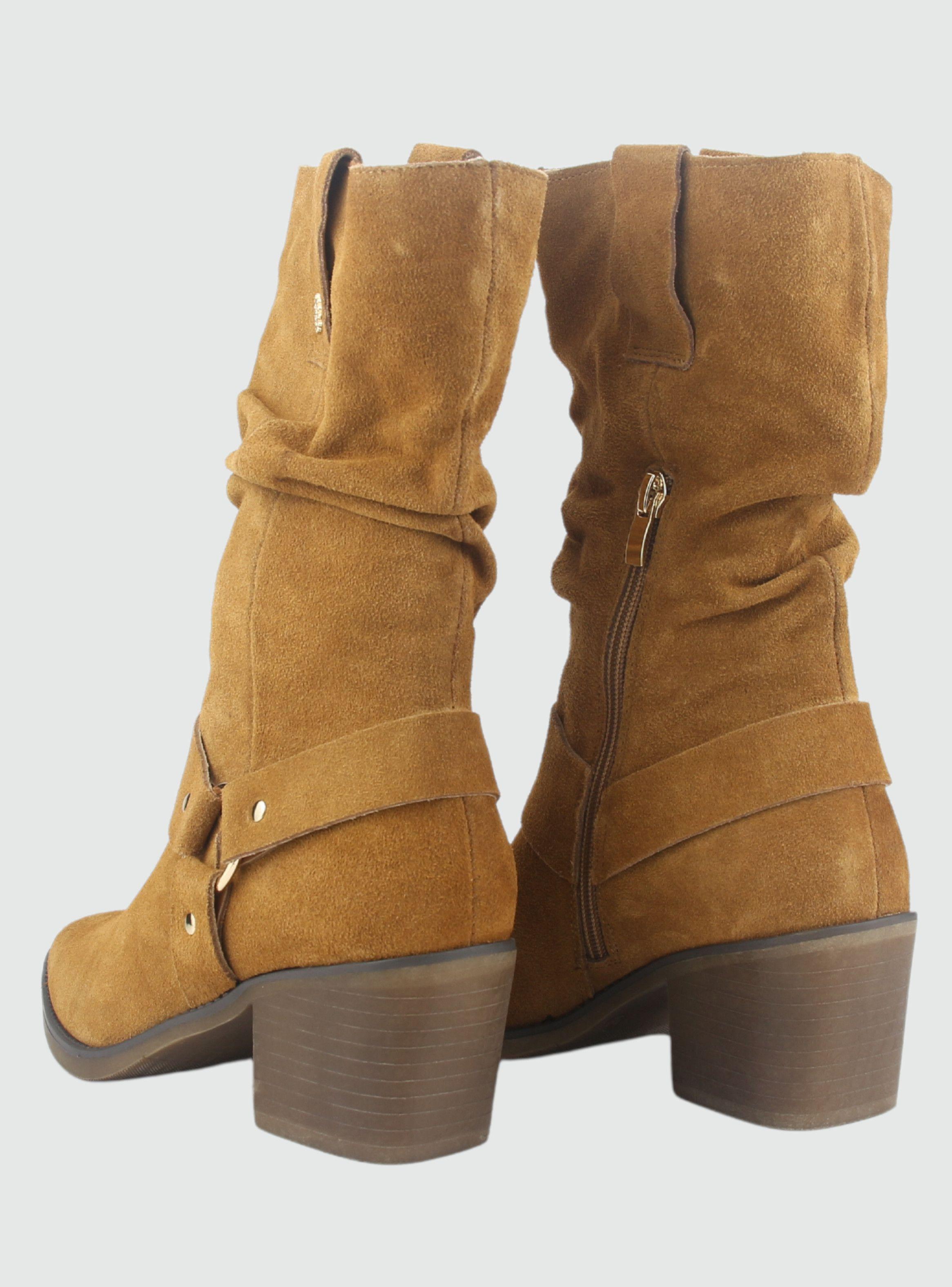 Bota de Cuero Mujer Casual Café Reno-5