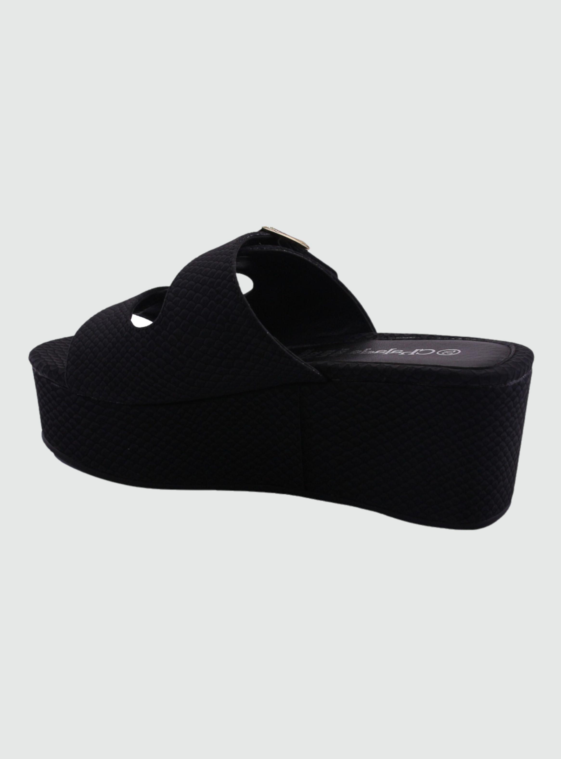 Sandalia Chalada Mujer Clona-20 Negro Suede Plataforma-1