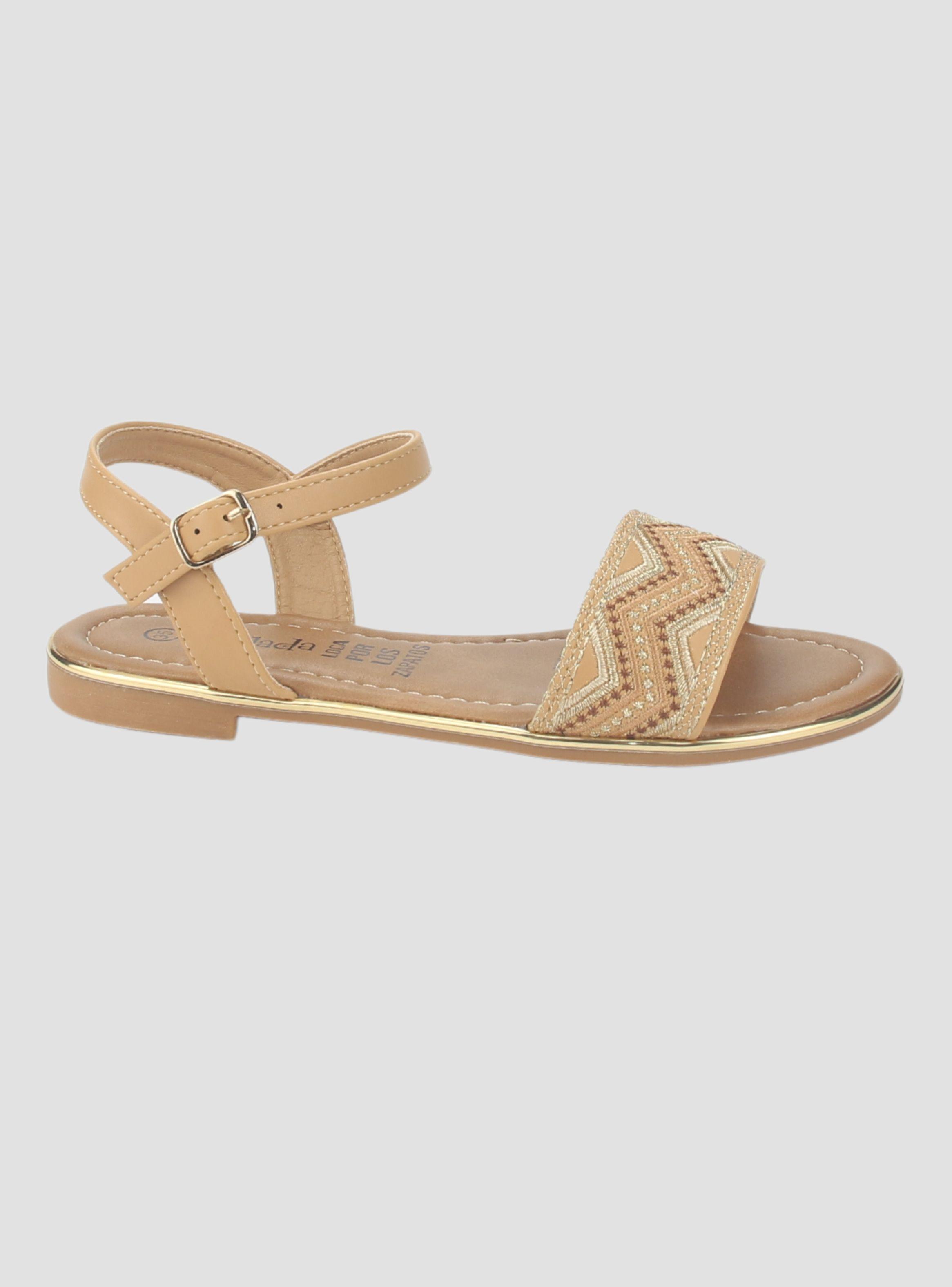 Sandalia Chalada Mujer Call-29 Camel Plana-0