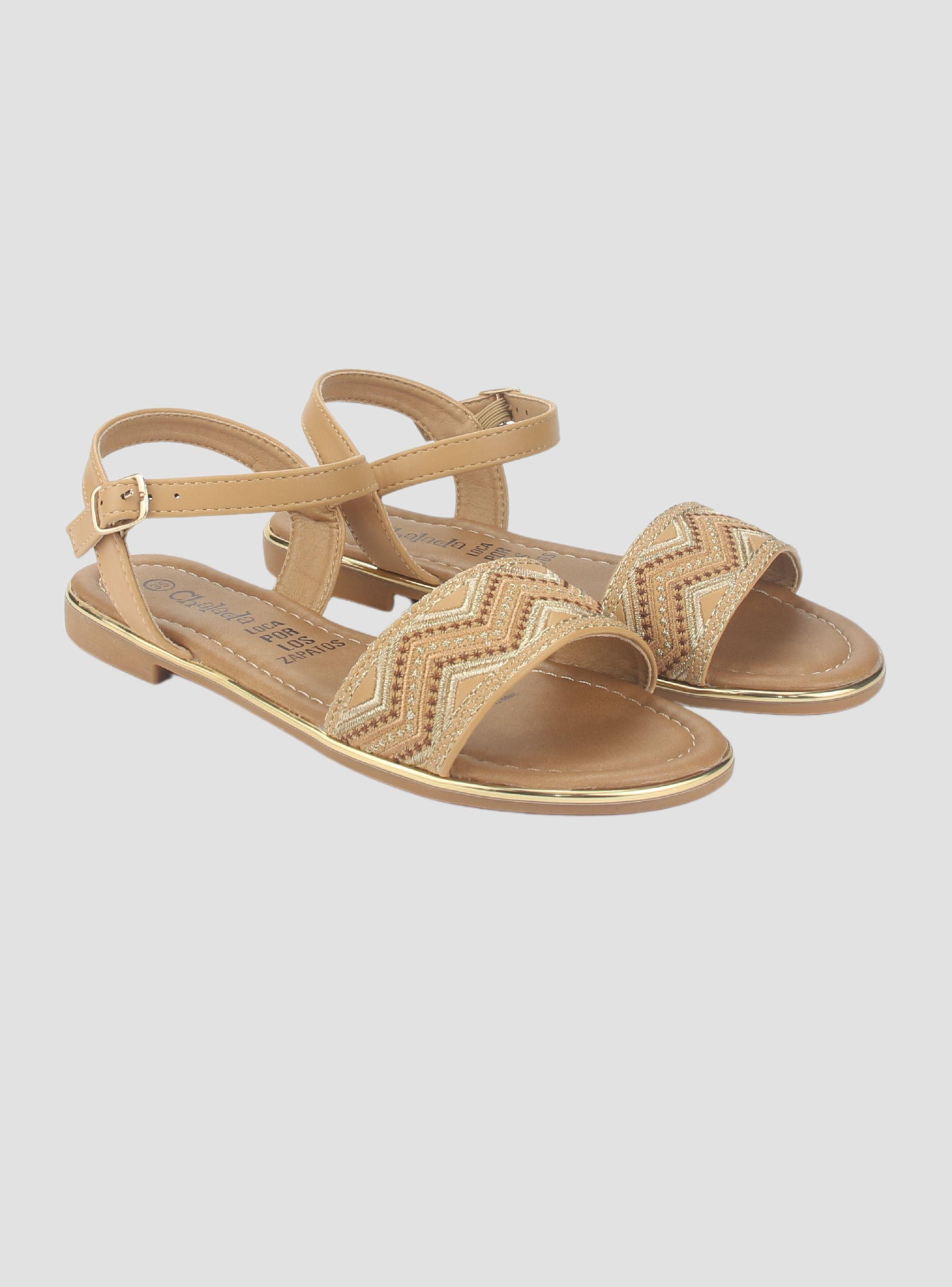 Sandalia Chalada Mujer Call-29 Camel Plana-4