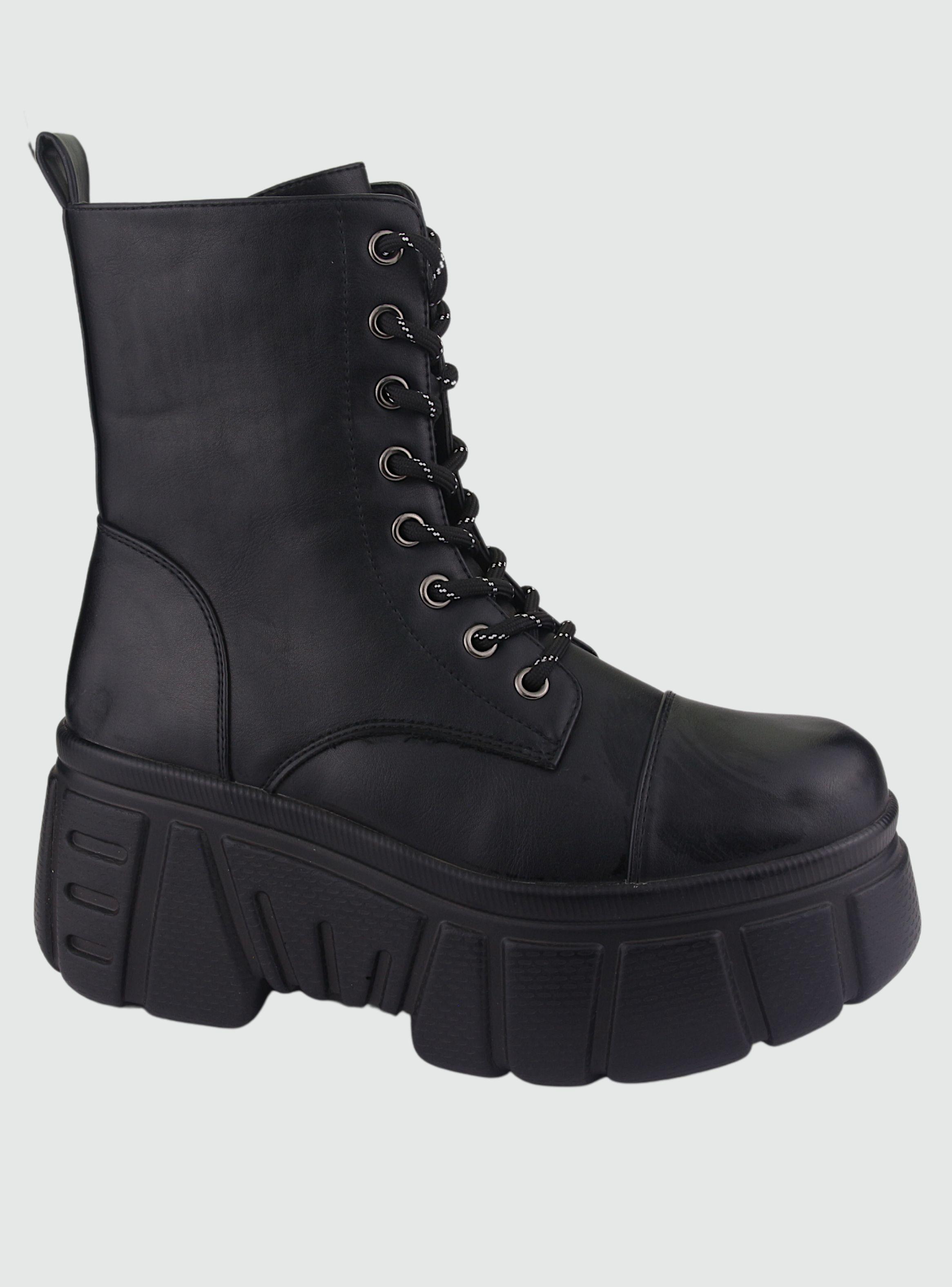 Botin Chalada Mujer 38-Nrock-7 Negro Plataforma-0