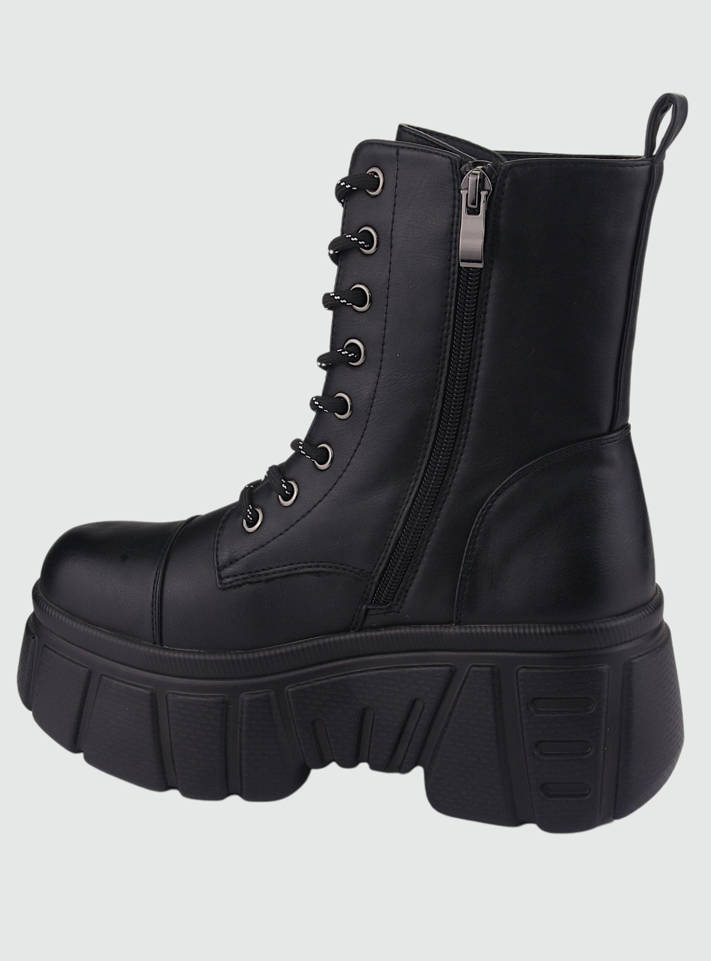 Botin Chalada Mujer 38-Nrock-7 Negro Plataforma-1