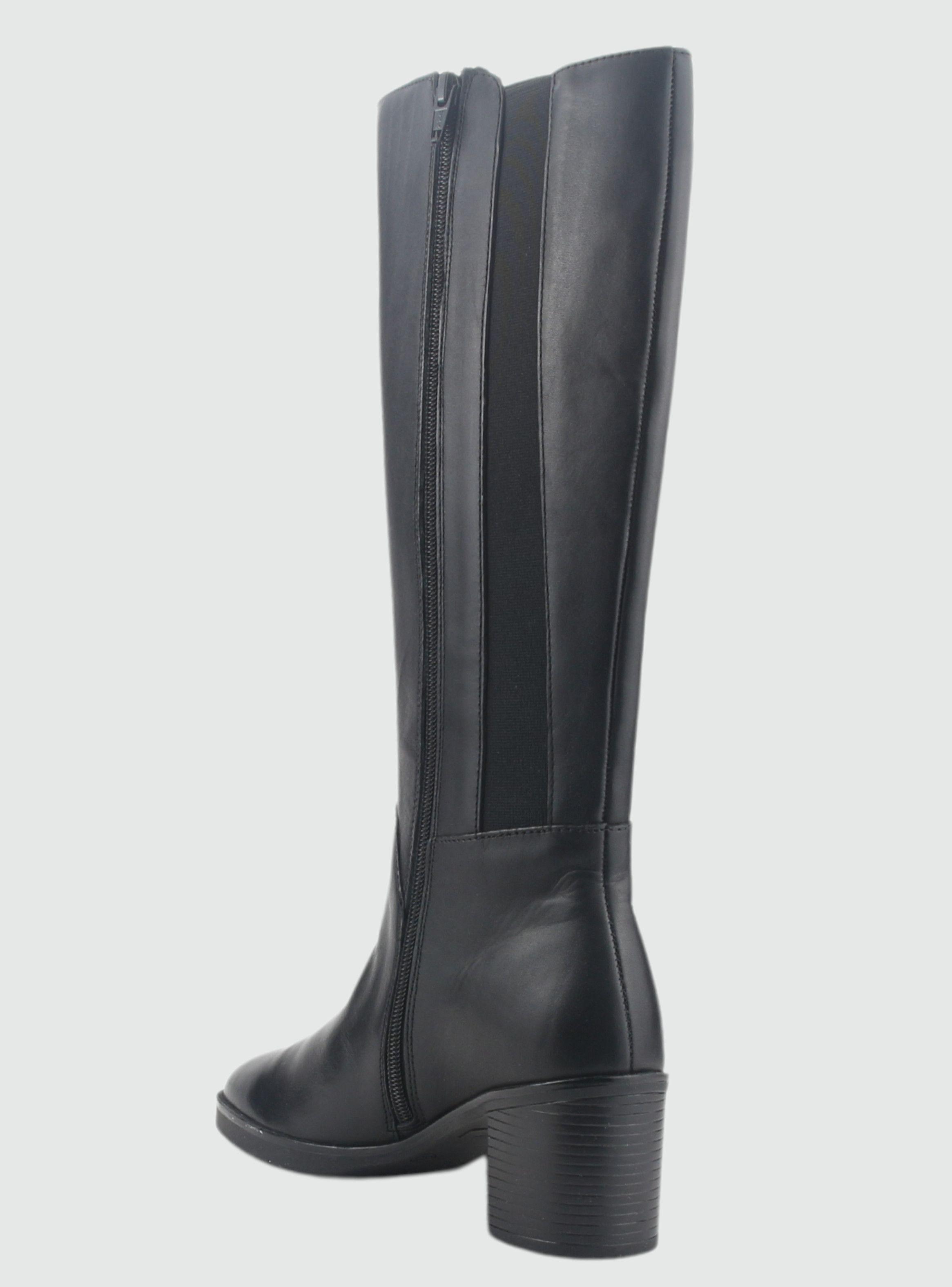 Bota de Cuero Mujer Casual Negro Puelo-3