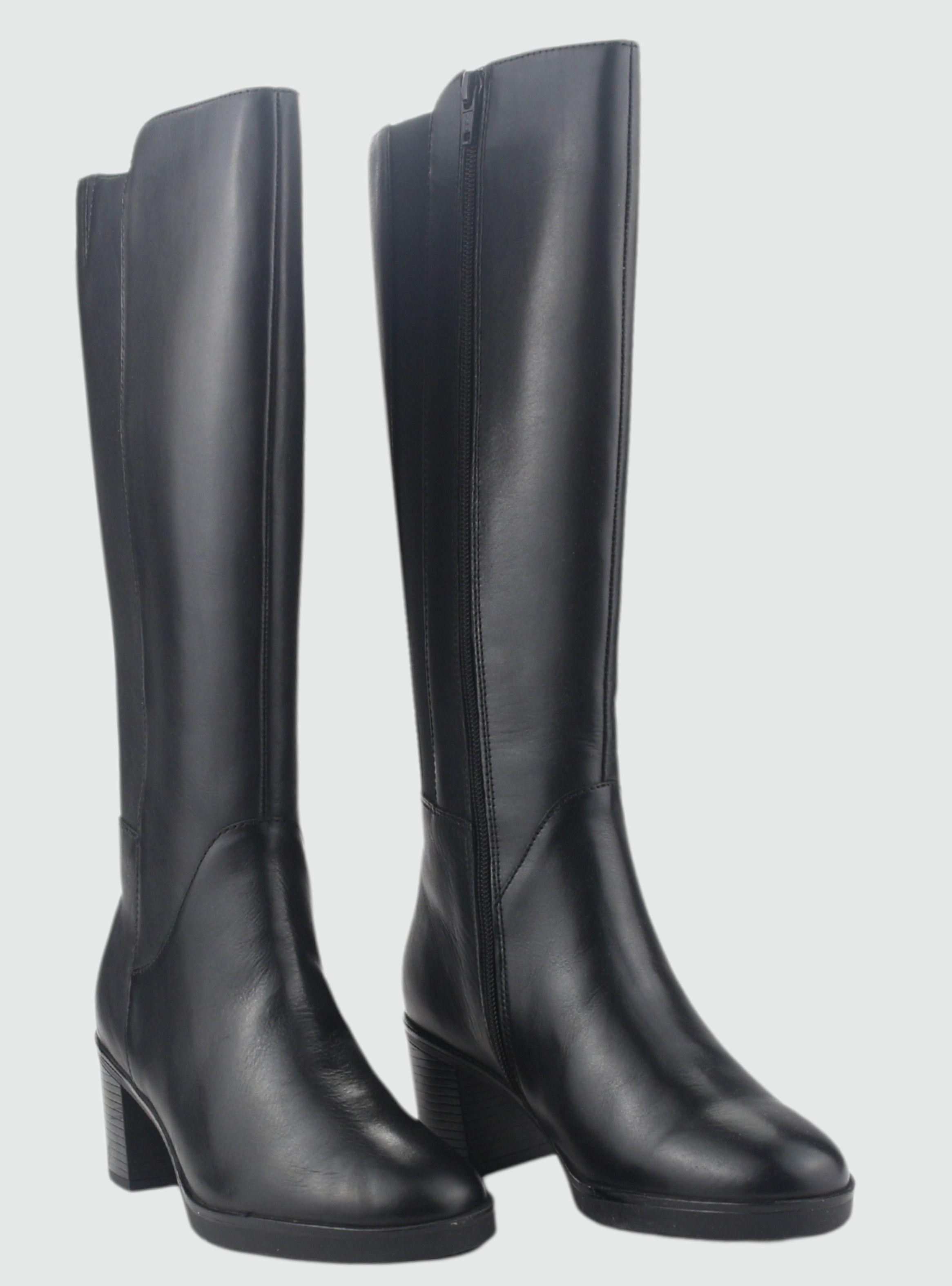 Bota de Cuero Mujer Casual Negro Puelo-4