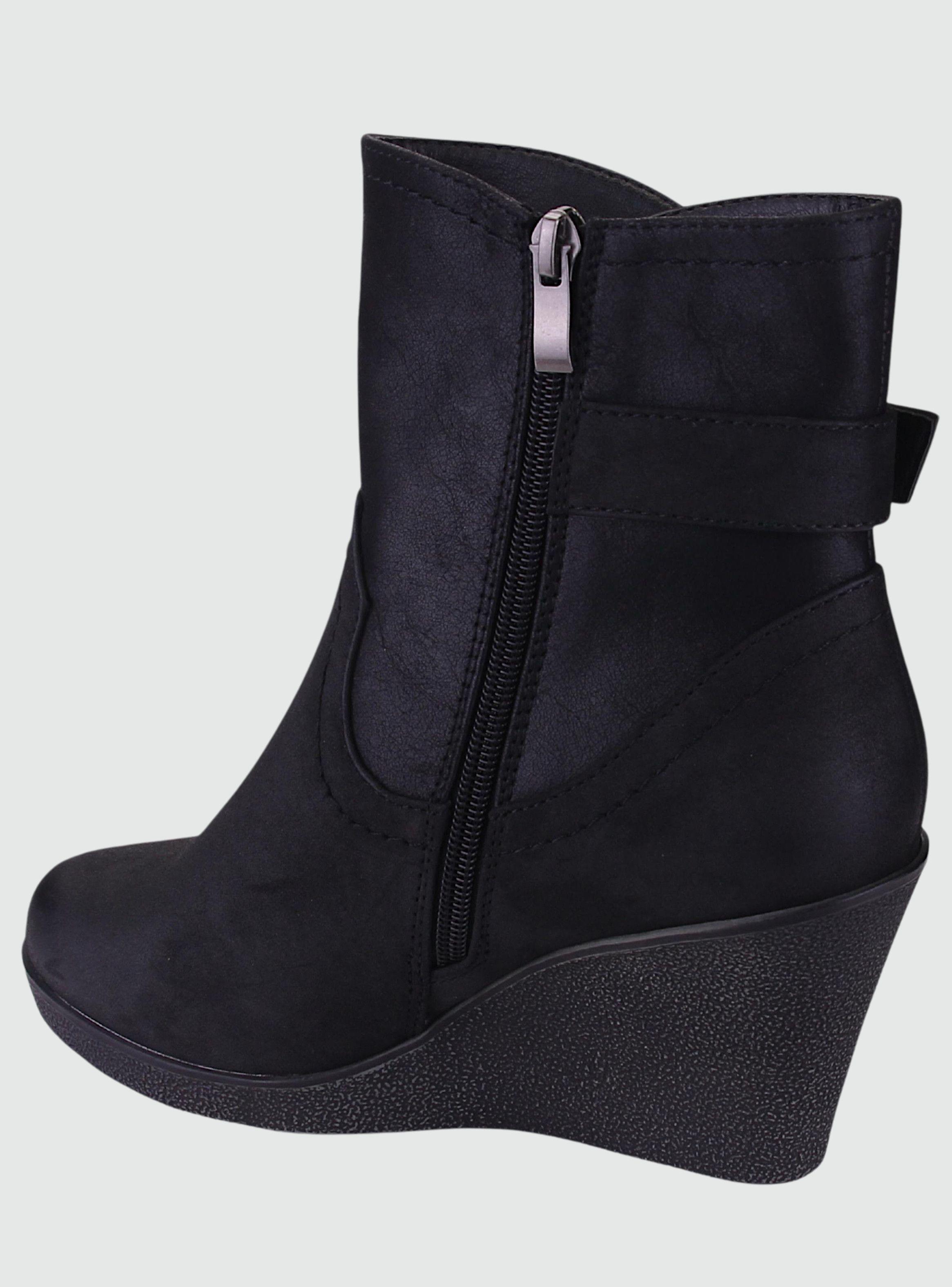 Botin Chalada Mujer Wedge-37 Negro Plataforma-1