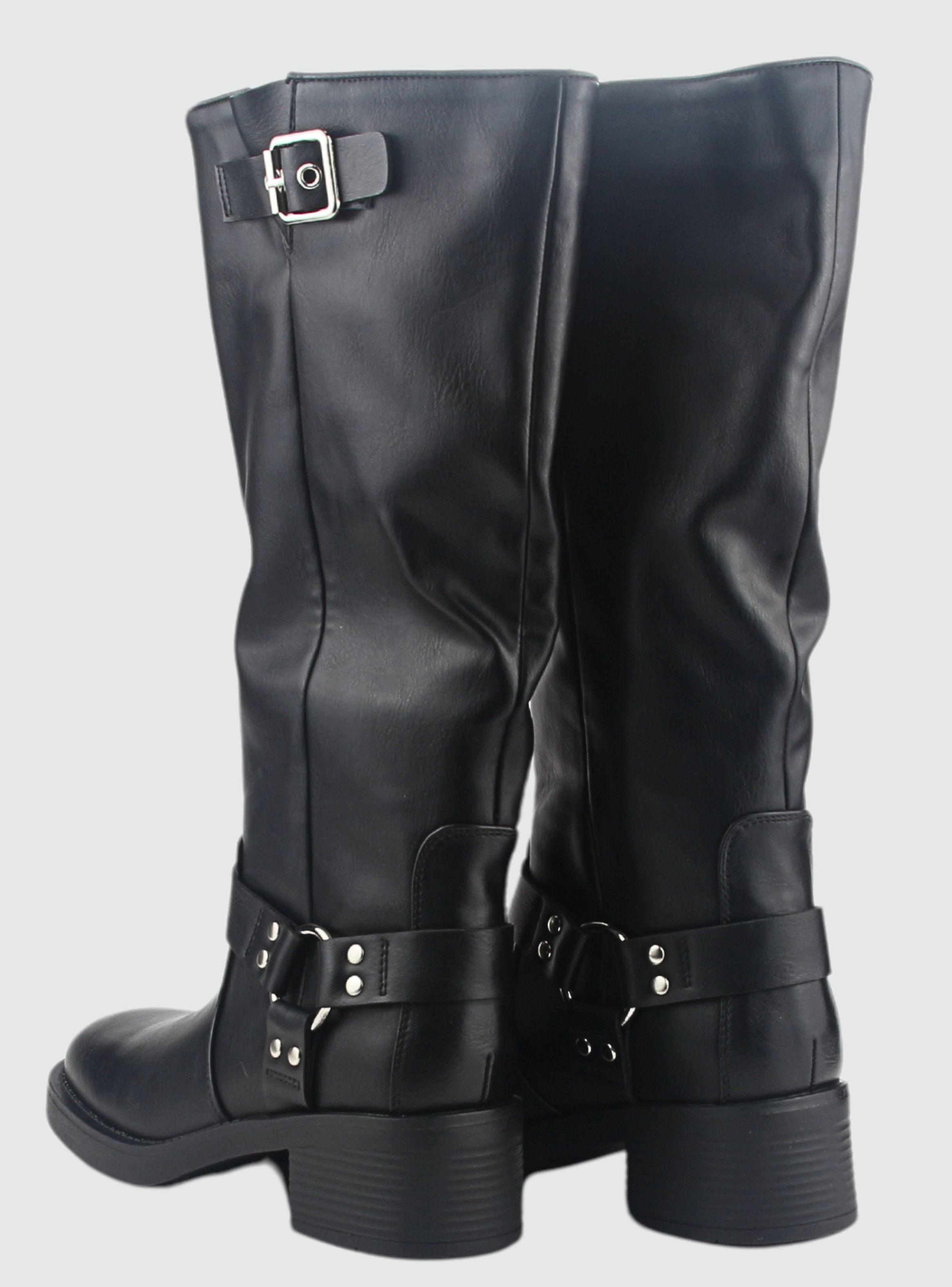 Bota Chalada Mujer Biker-3 Negro Casual-5