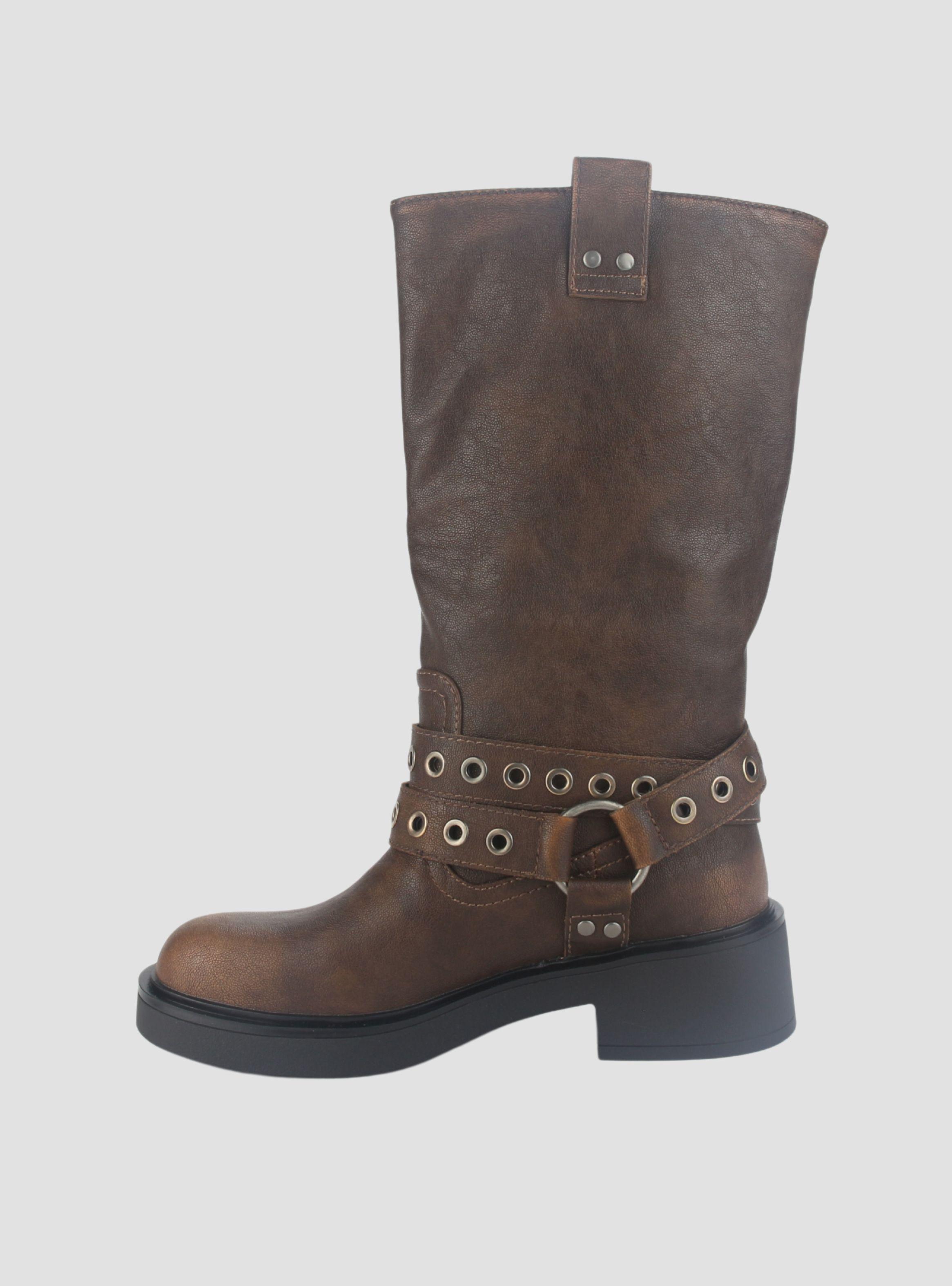 Botin Chalada Mujer Biker-6 Camel Casual-1