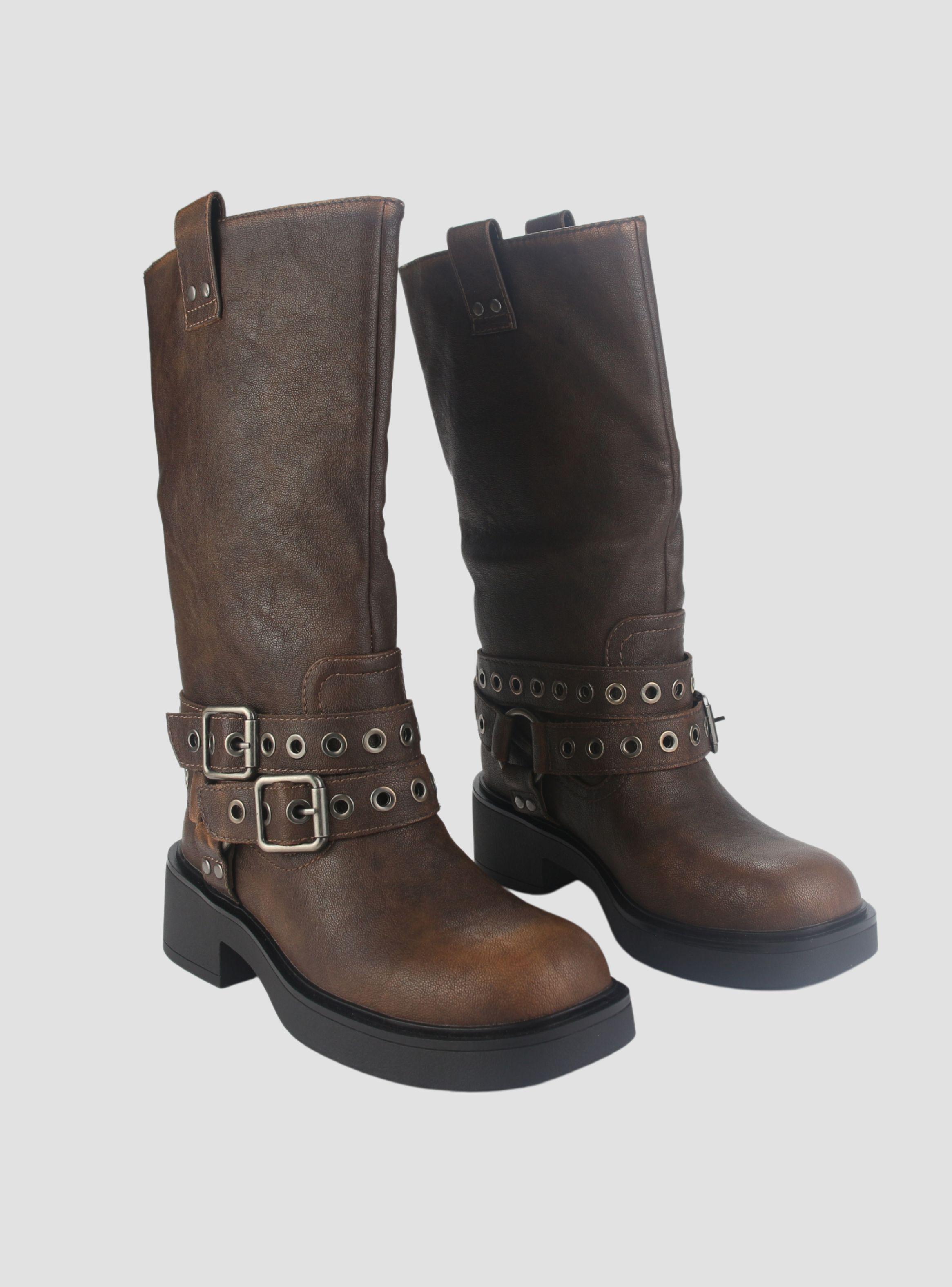 Botin Chalada Mujer Biker-6 Camel Casual-4