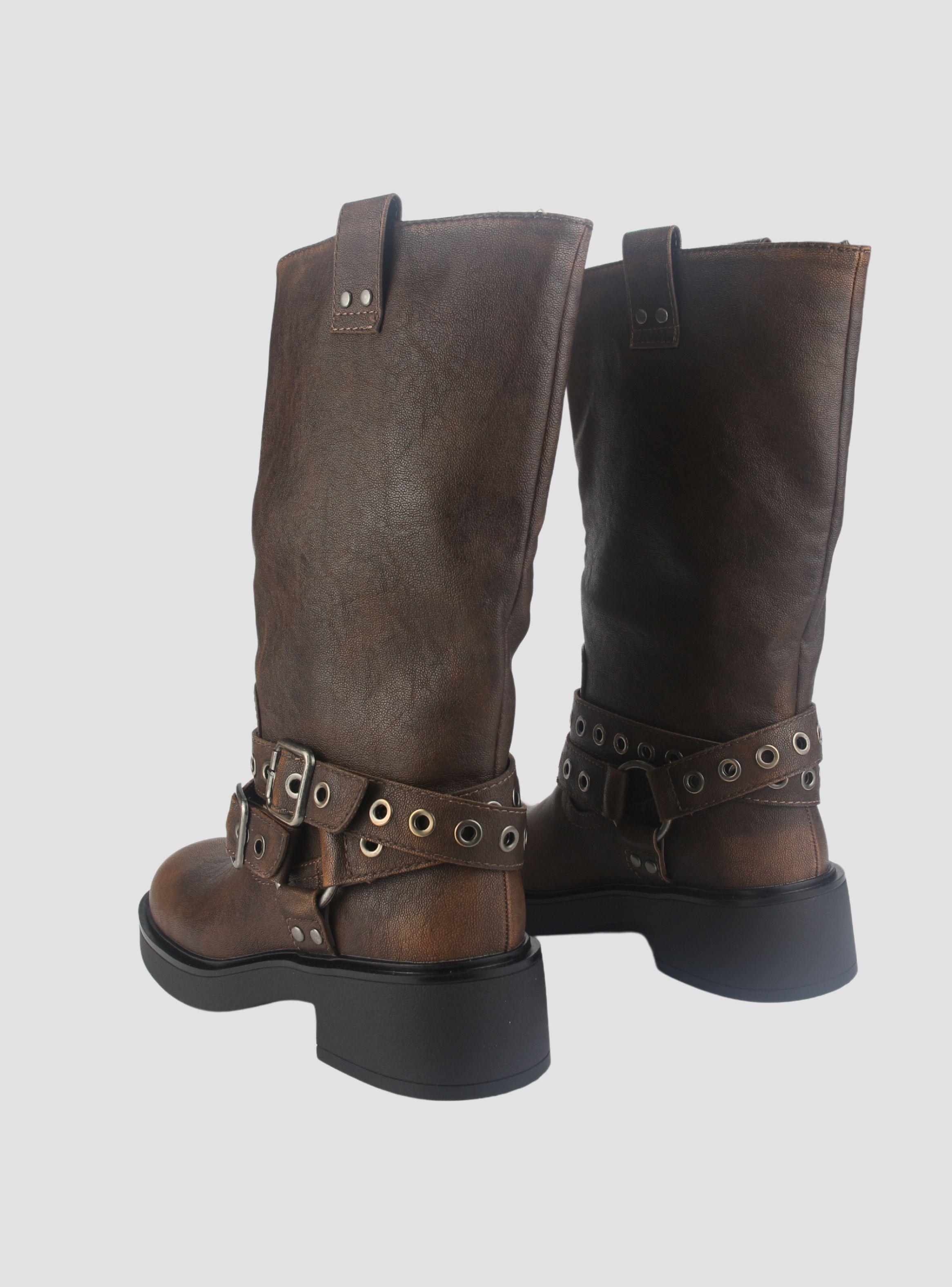 Botin Chalada Mujer Biker-6 Camel Casual-5
