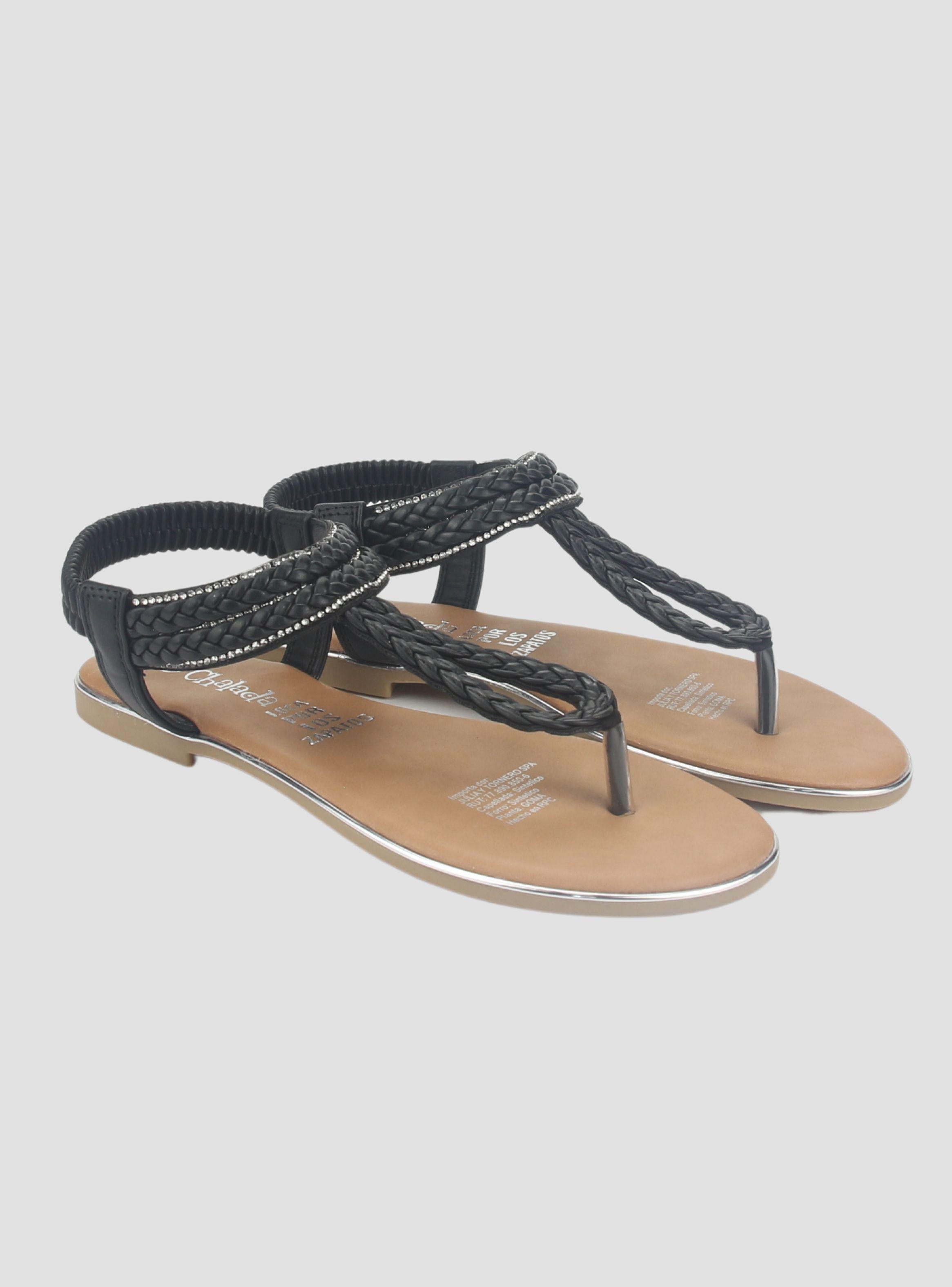Sandalia Chalada Mujer Call-25 Negro Plana-4