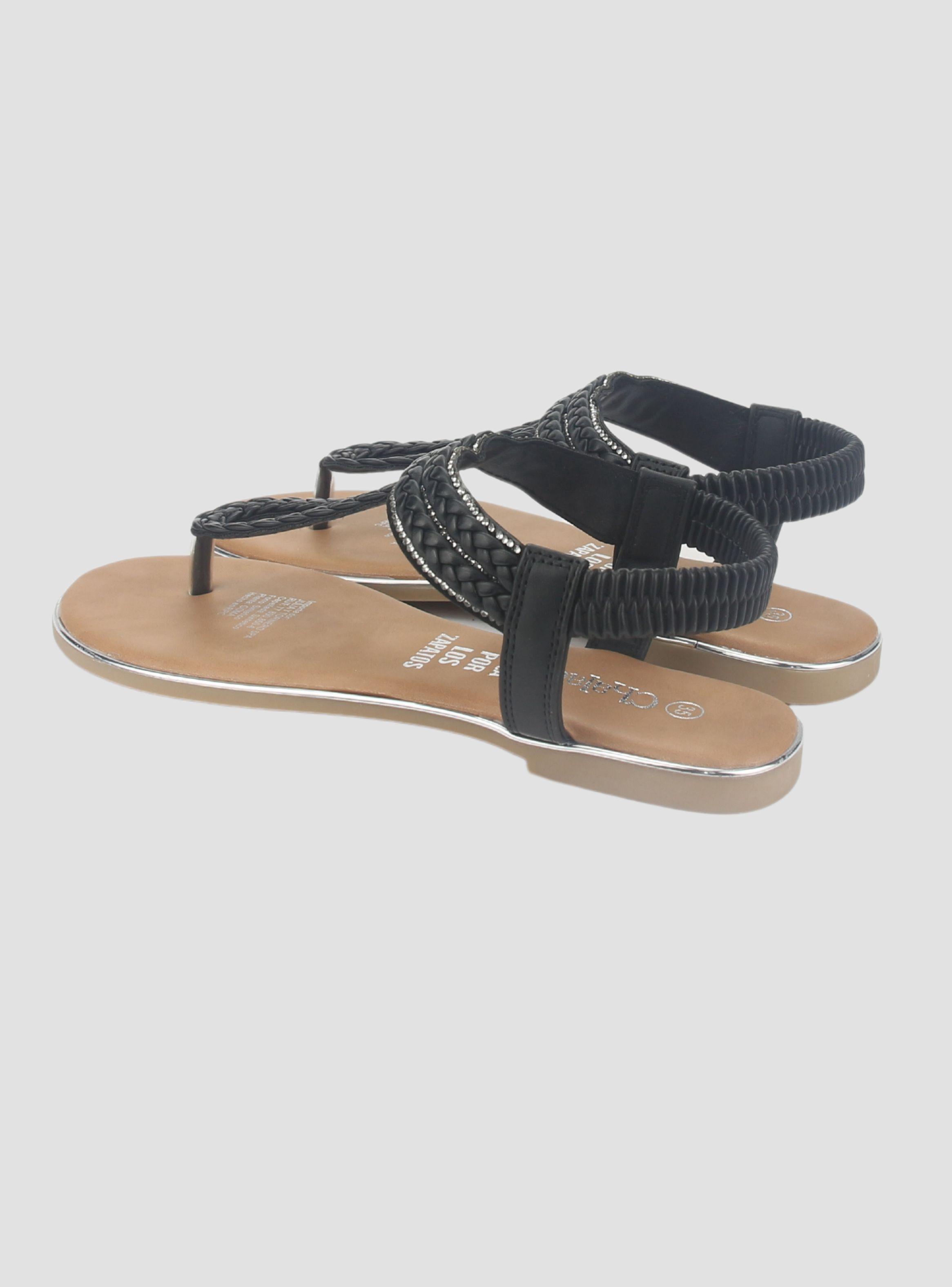 Sandalia Chalada Mujer Call-25 Negro Plana-5