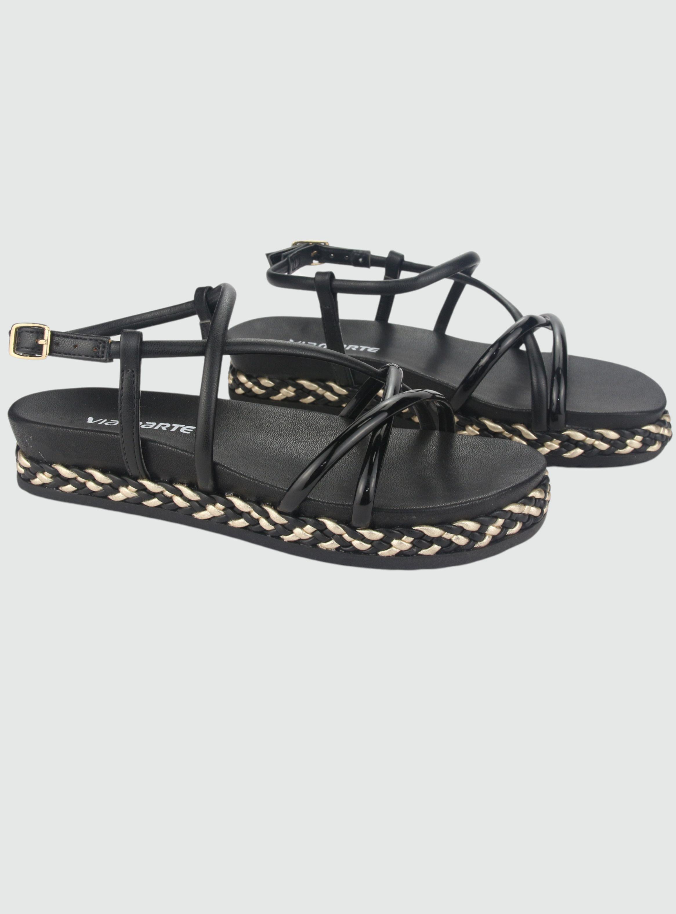 Sandalia Via Marte Mujer 23-10408 V Preto Casual-3