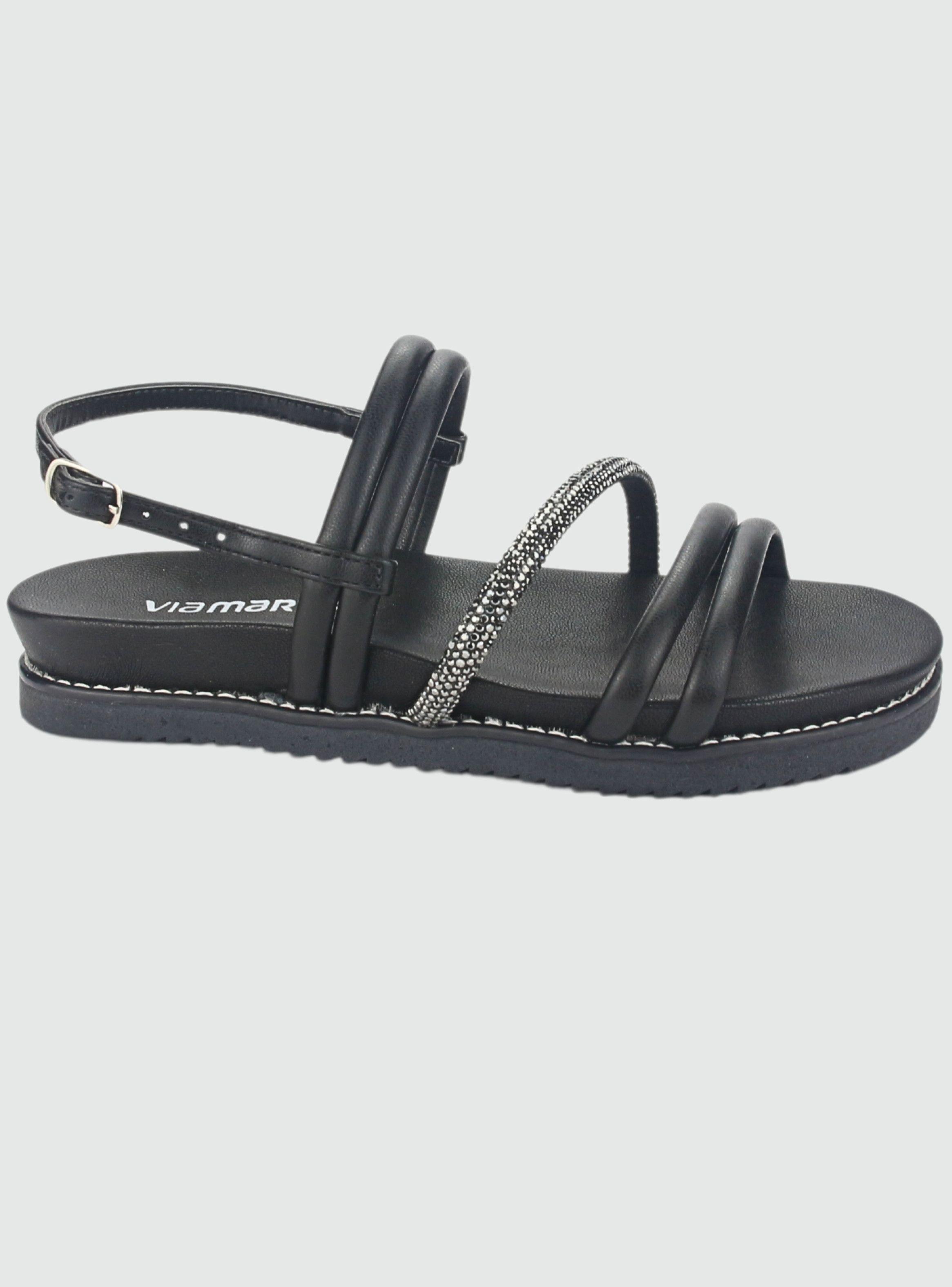 Sandalia Via Marte Mujer 23-10702 N Preto Casual-0