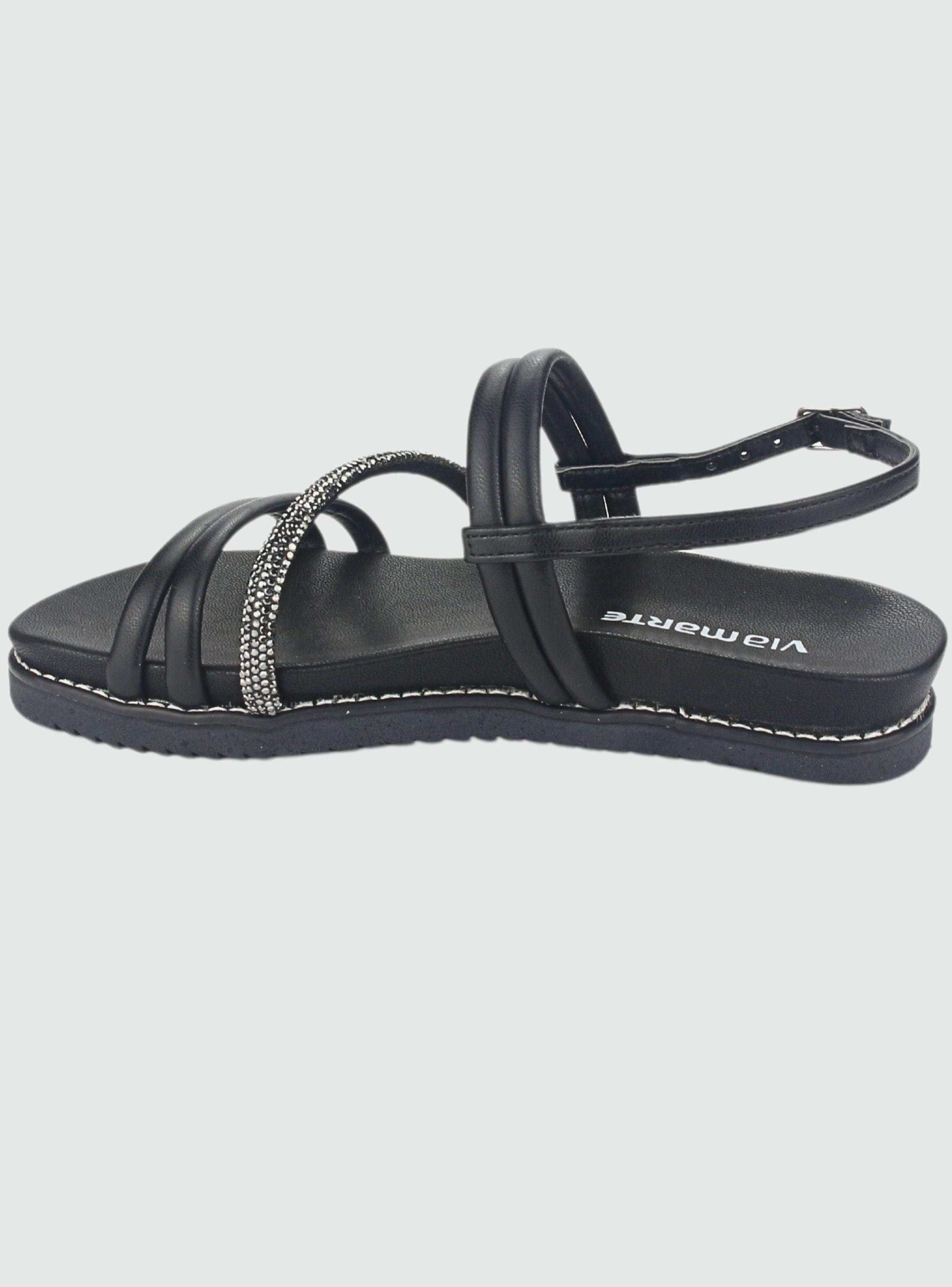 Sandalia Via Marte Mujer 23-10702 N Preto Casual-1