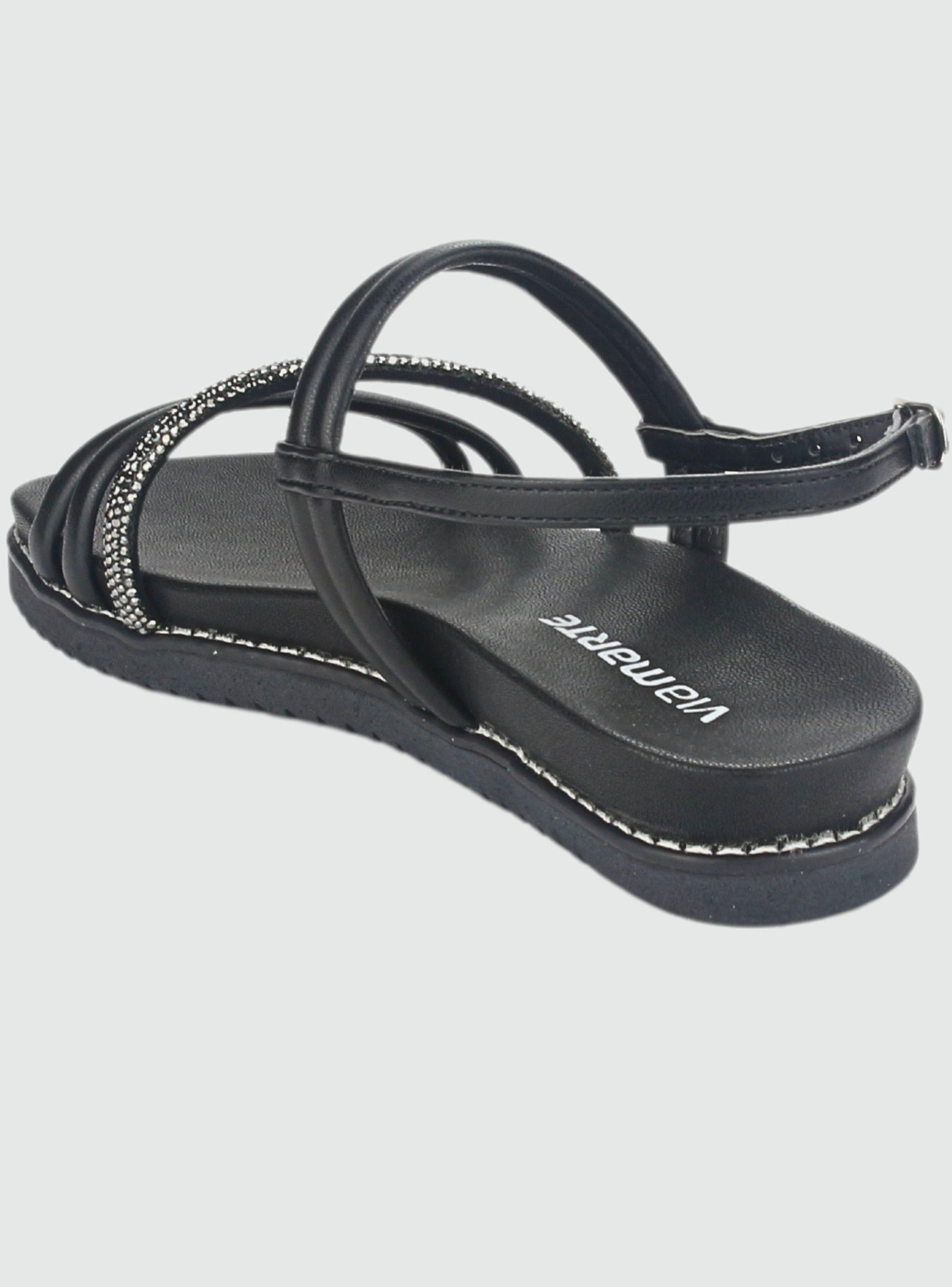 Sandalia Via Marte Mujer 23-10702 N Preto Casual-3