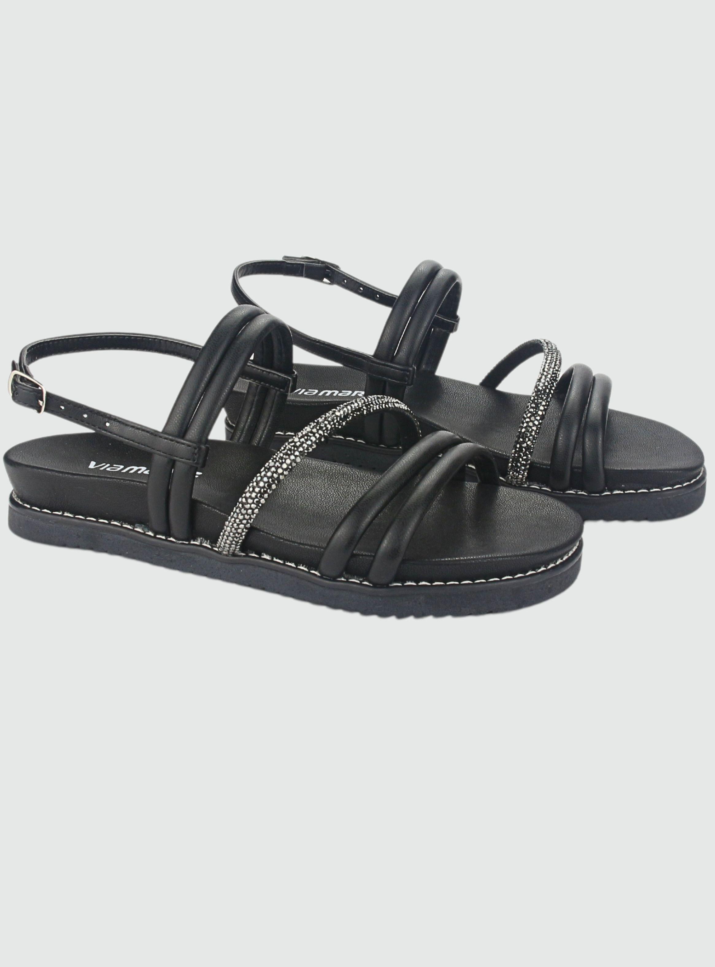 Sandalia Via Marte Mujer 23-10702 N Preto Casual-4