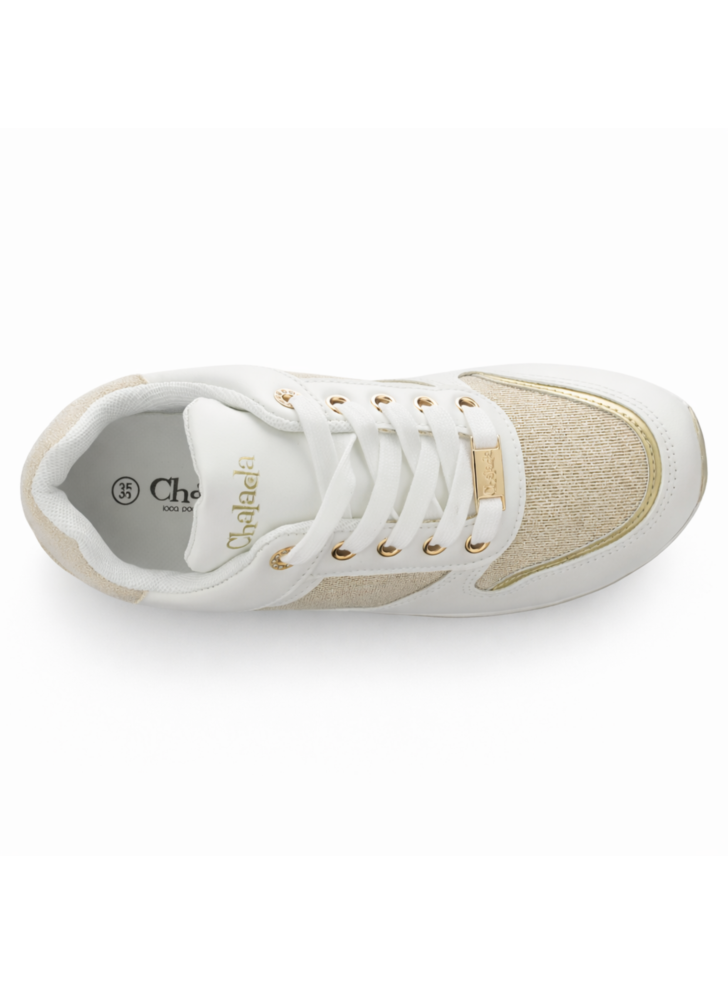 Zapatilla Blanco y Dorado Mujer Urbano Chalada Bolkinew-4