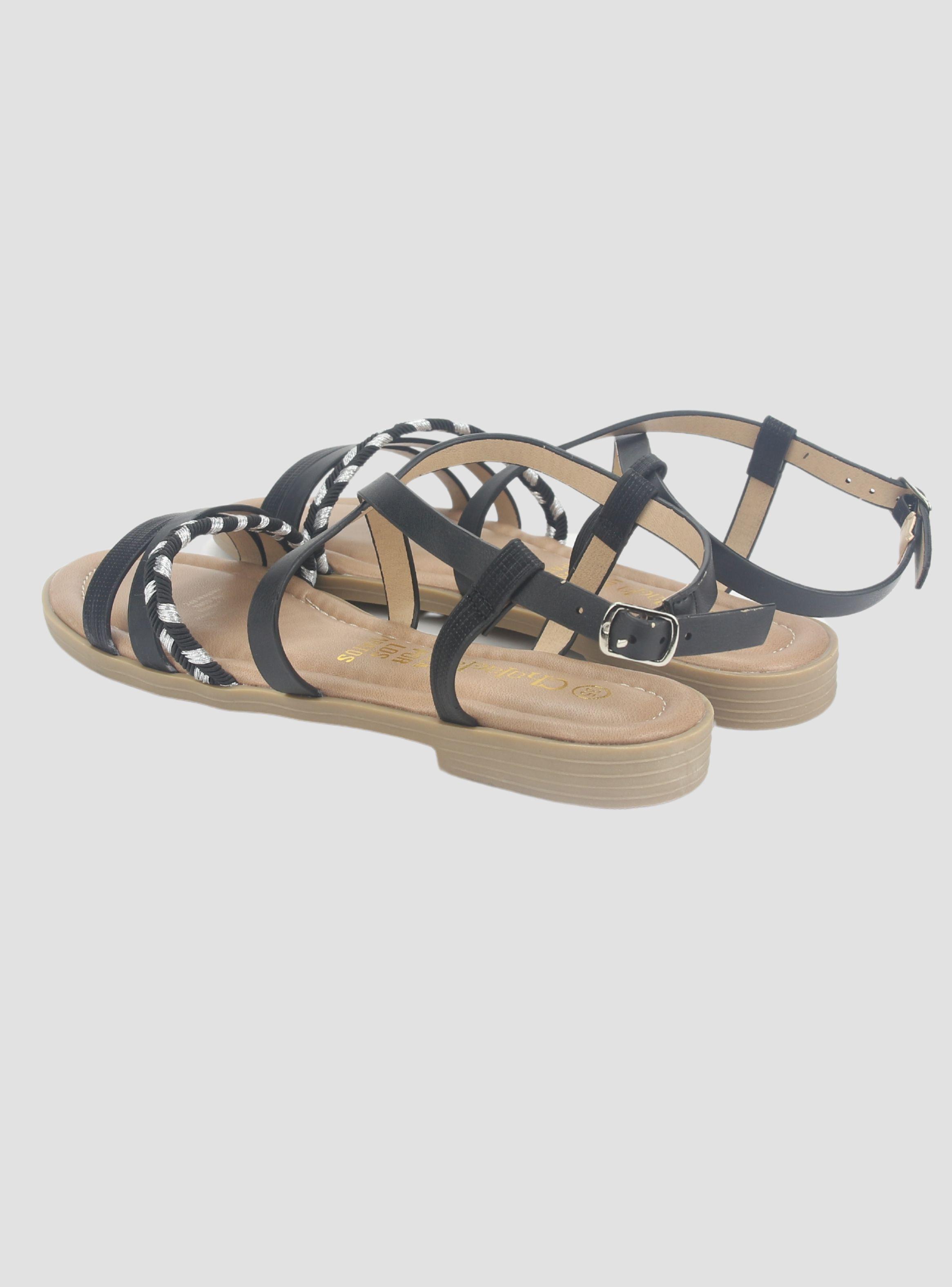 Sandalia Chalada Mujer Call-26 Negro Plana-4